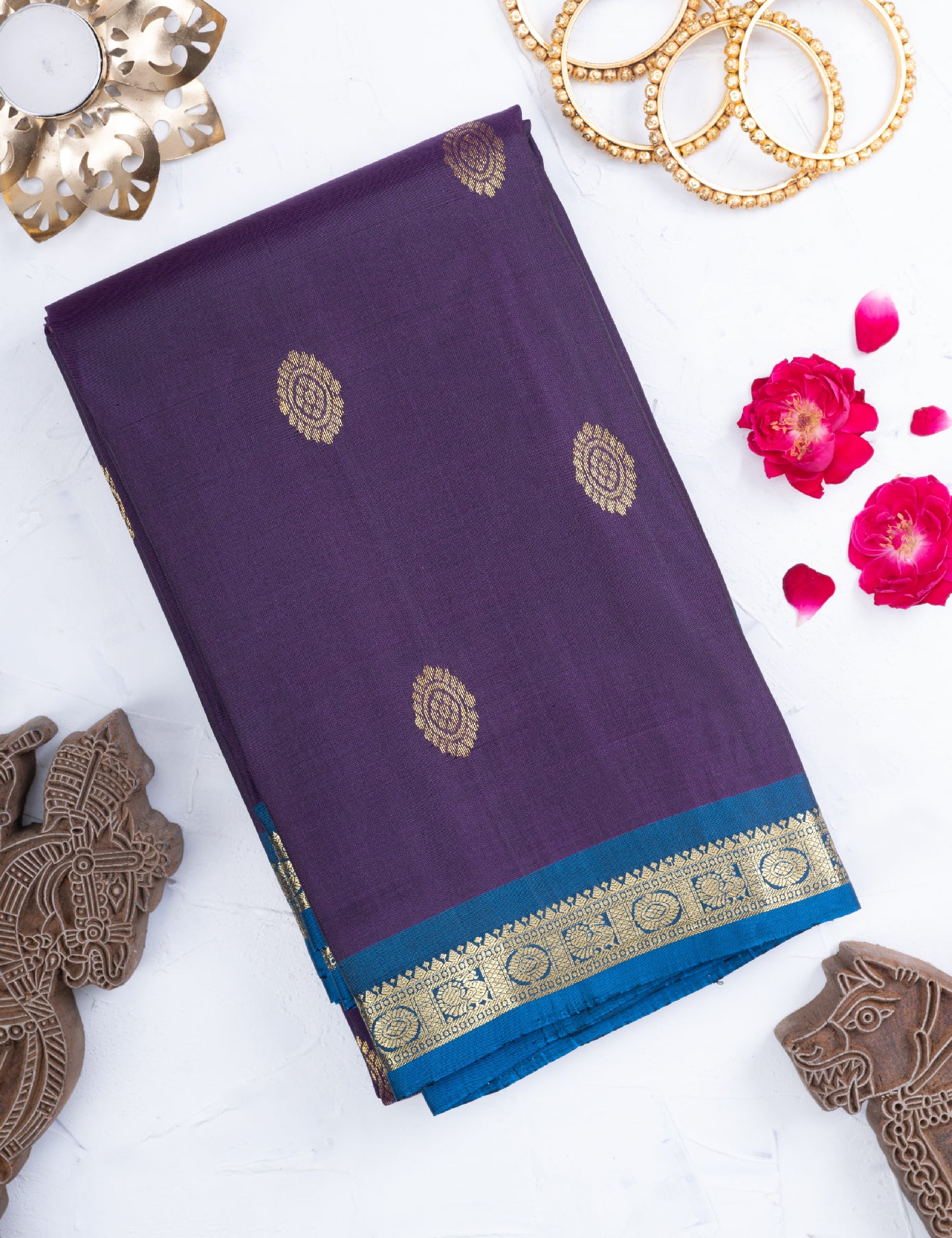 Dark Purple Pure Silk Saree