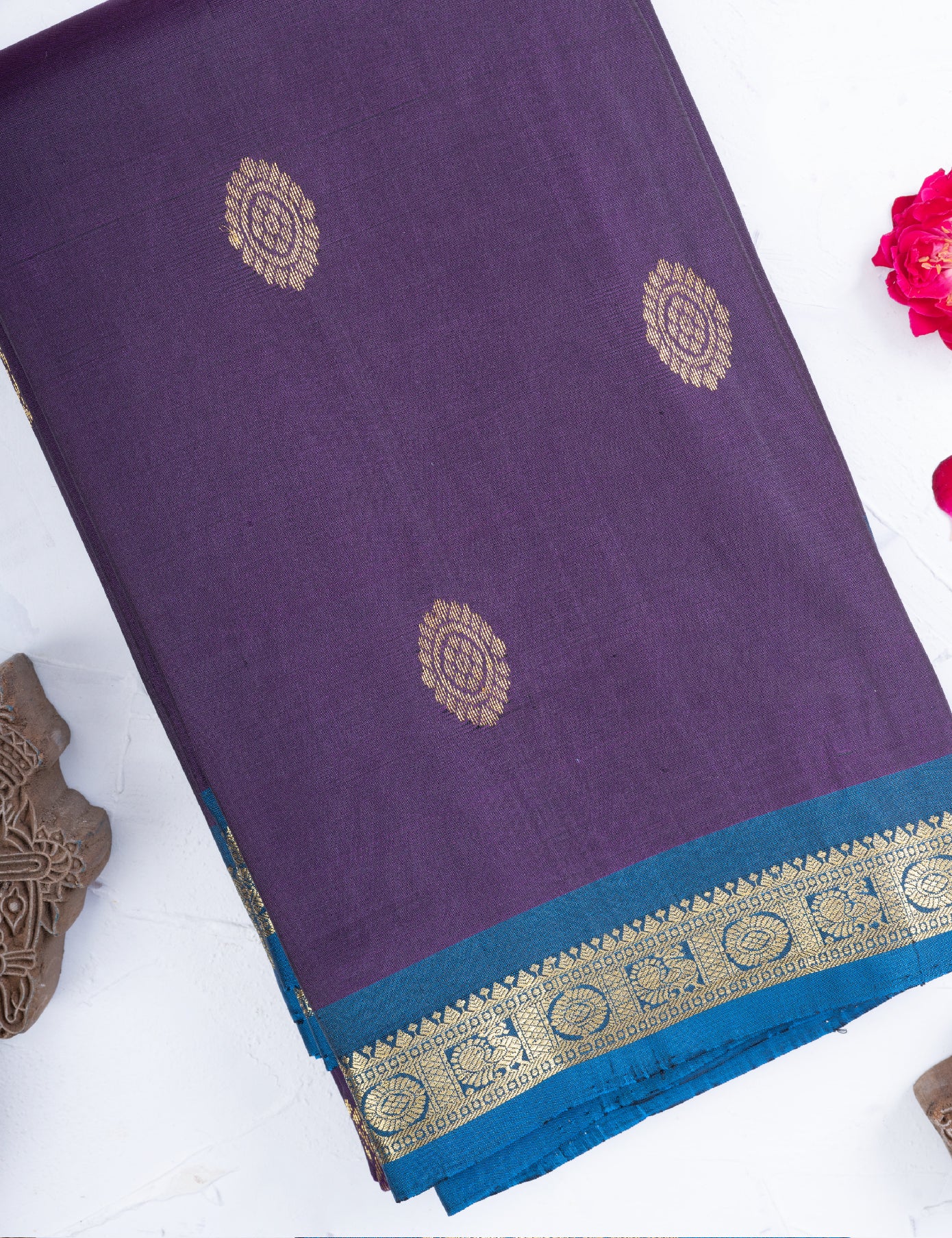 Dark Purple Pure Silk Saree