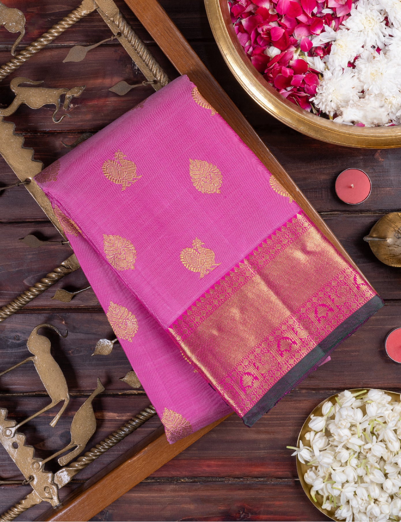 Pink Pure Silk Pure Zari Kanjivaram Saree