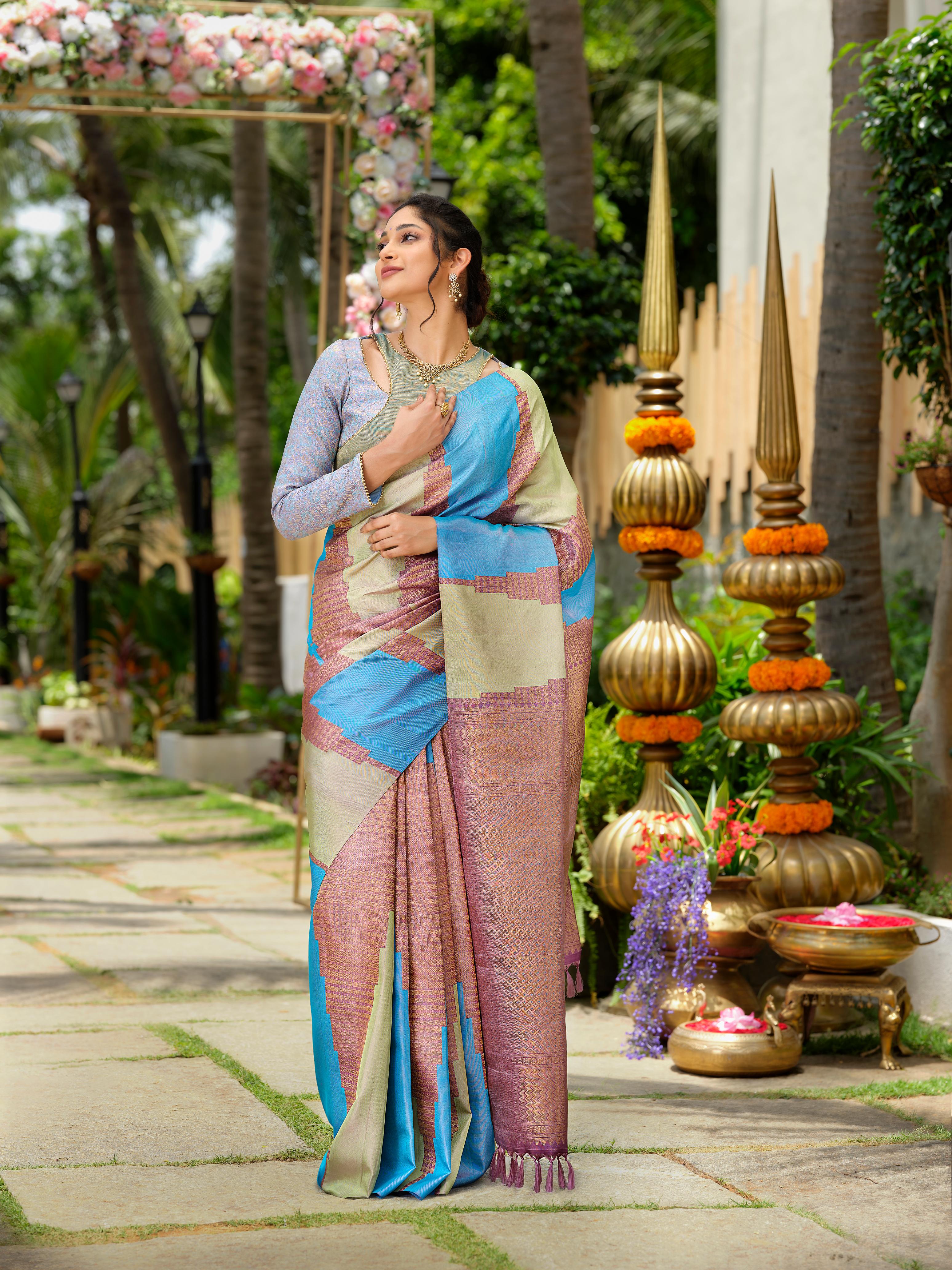 Multicolour Pure Silk Pure Zari Kanjivaram Saree