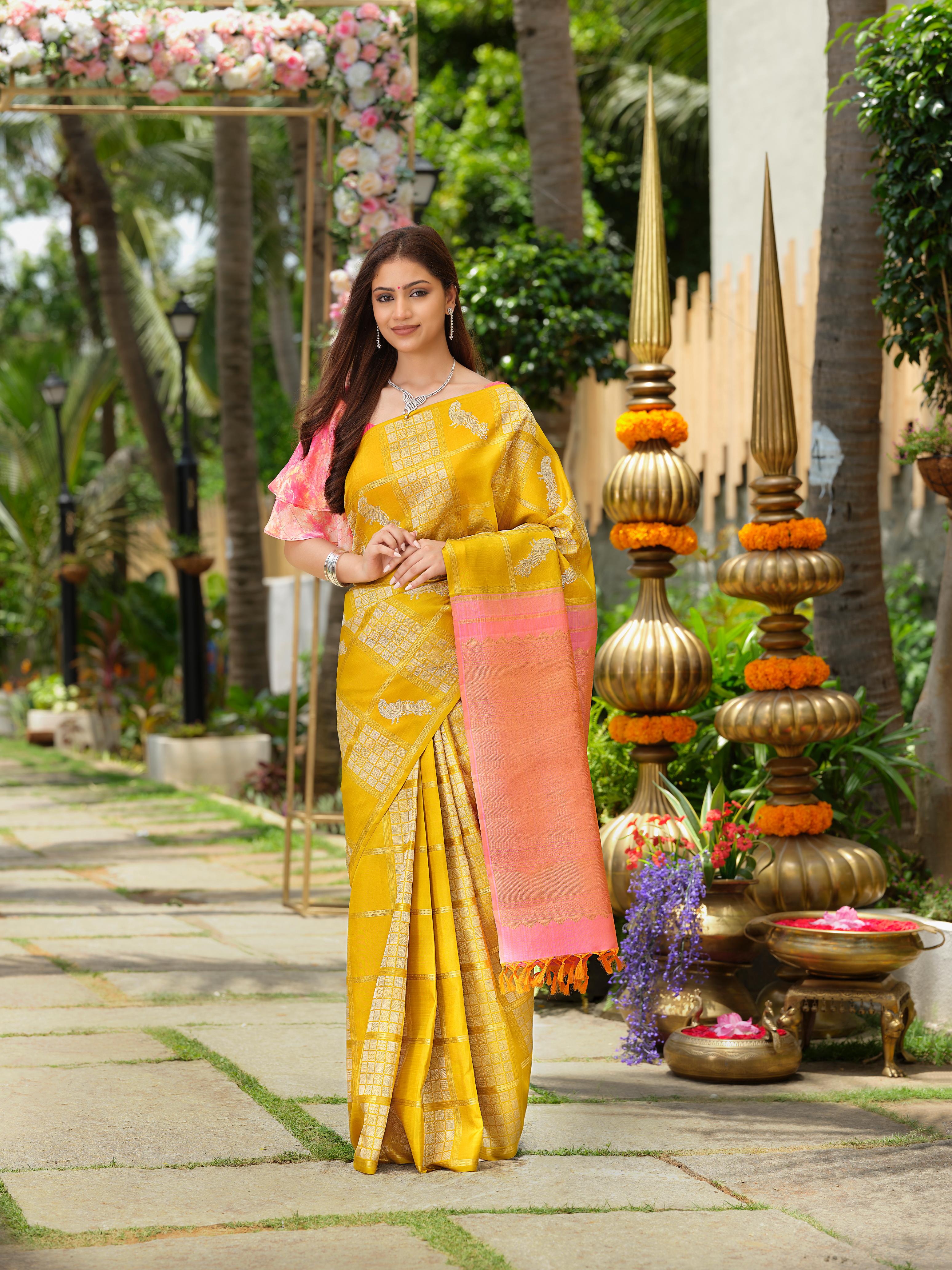 Yellow Pure Silk Pure Zari Kanjivaram Saree
