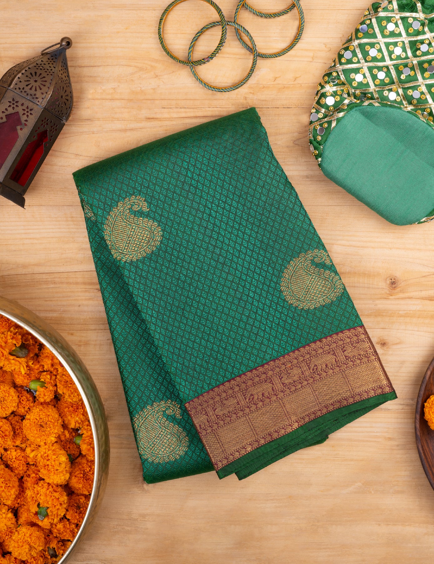 Green Pure Silk Pure Zari Kanjivaram