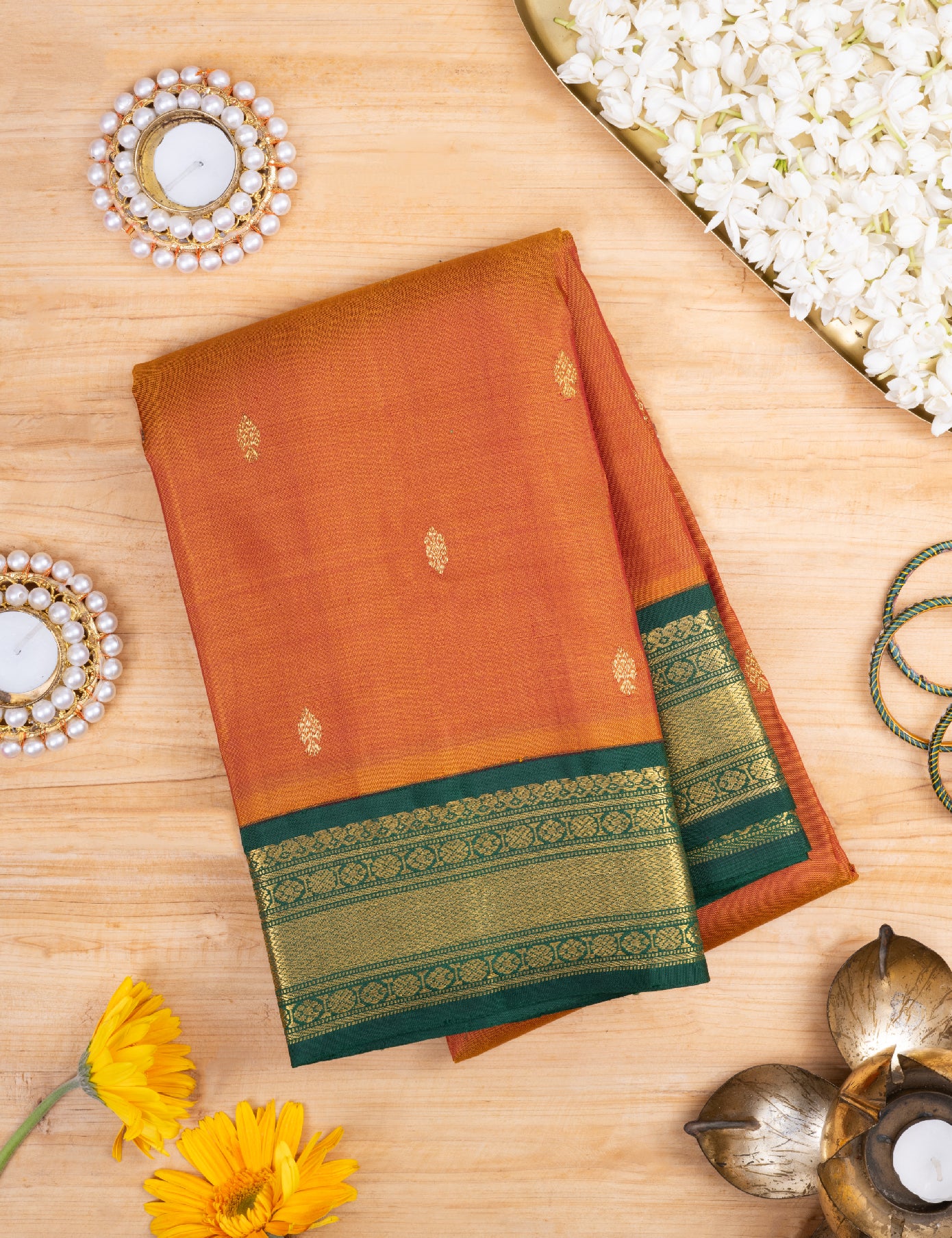 Mustard Yellow Pure Silk Pure Zari Kanjivaram Saree
