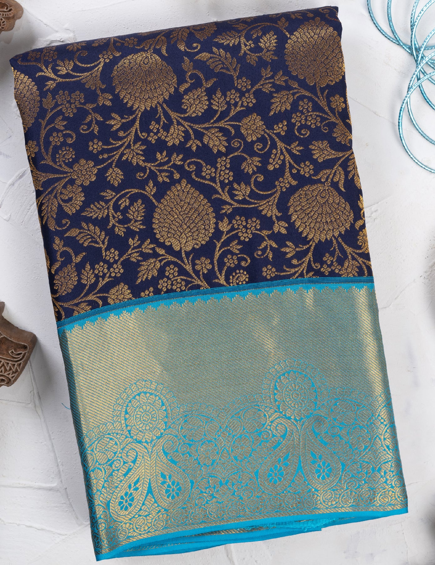 Dark Blue Pure Silk Saree