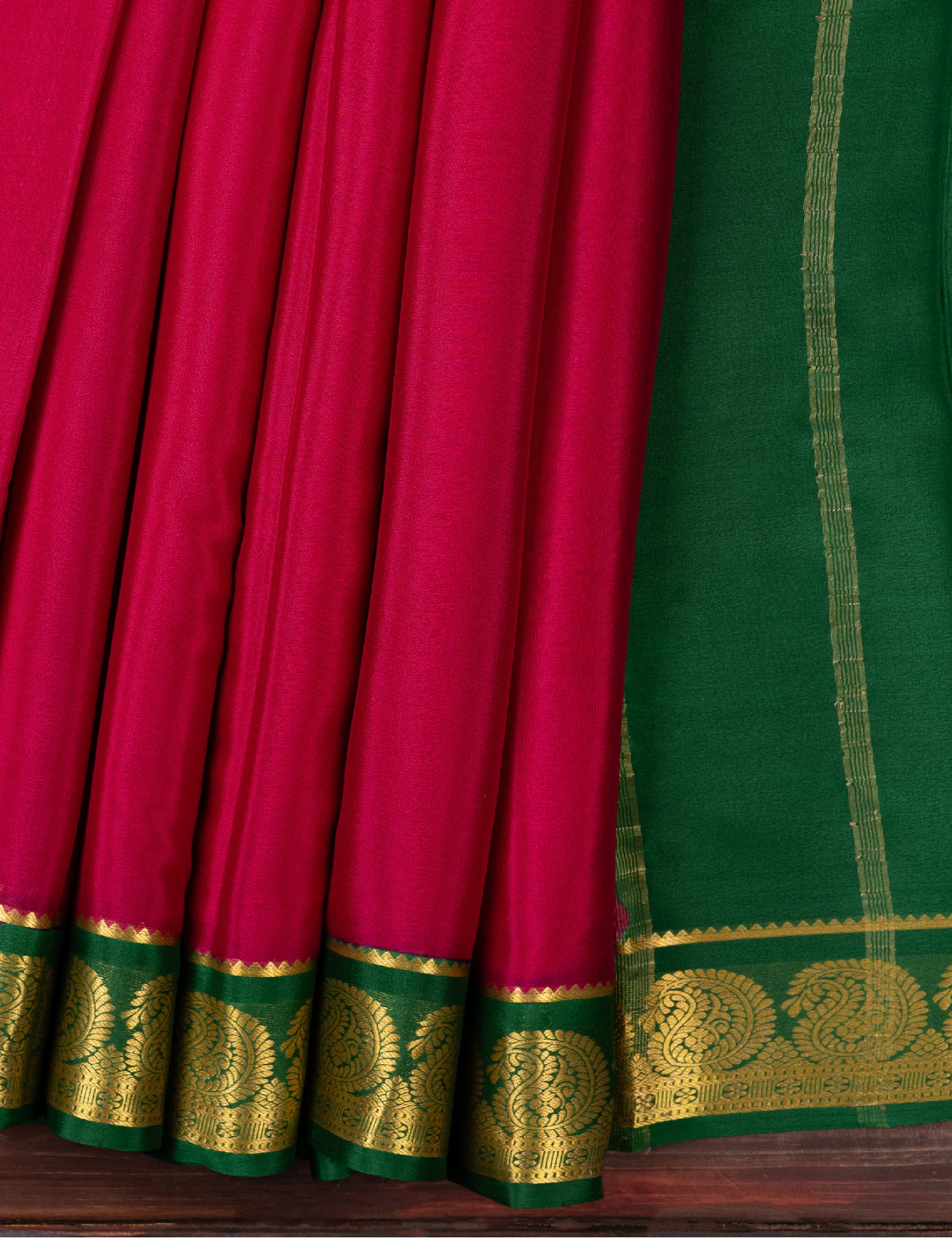 Dark Pink Pure Crepe Saree