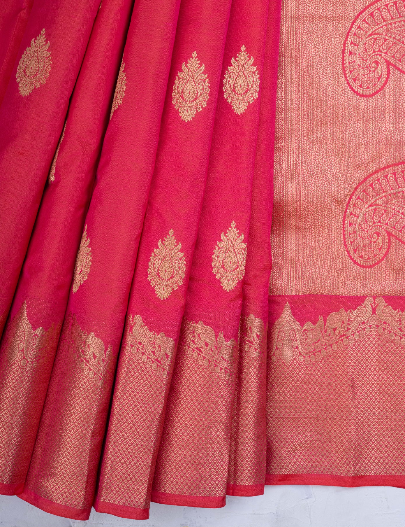 Dark Peach Pure Silk Saree
