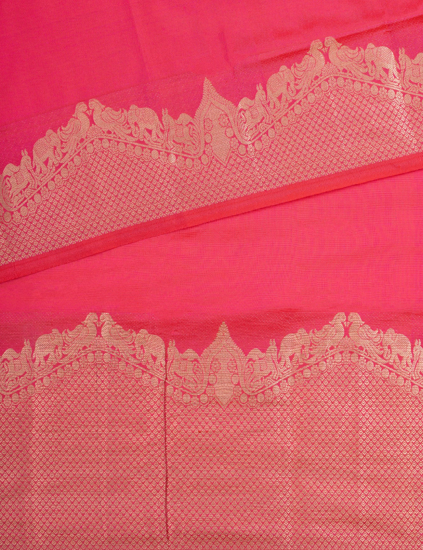 Dark Peach Pure Silk Saree