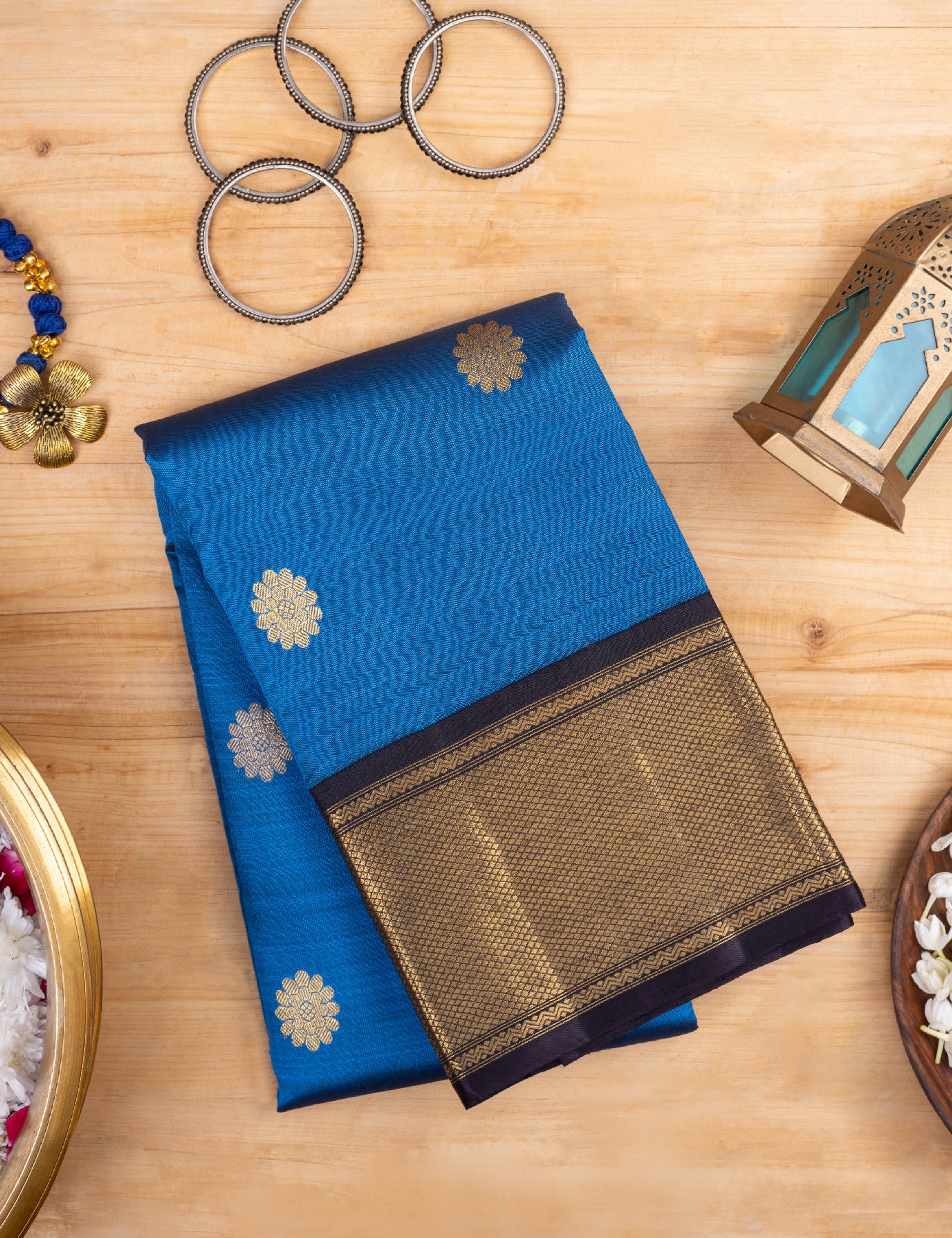 Blue Pure Silk Pure Zari Kanjivaram Saree
