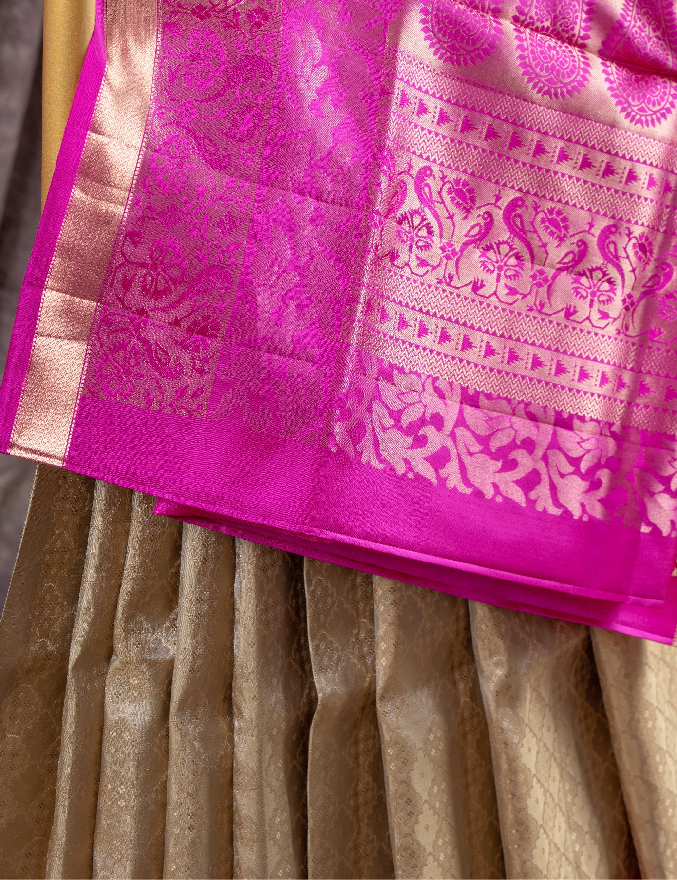 Beige Paithani Soft Pure Silk Saree