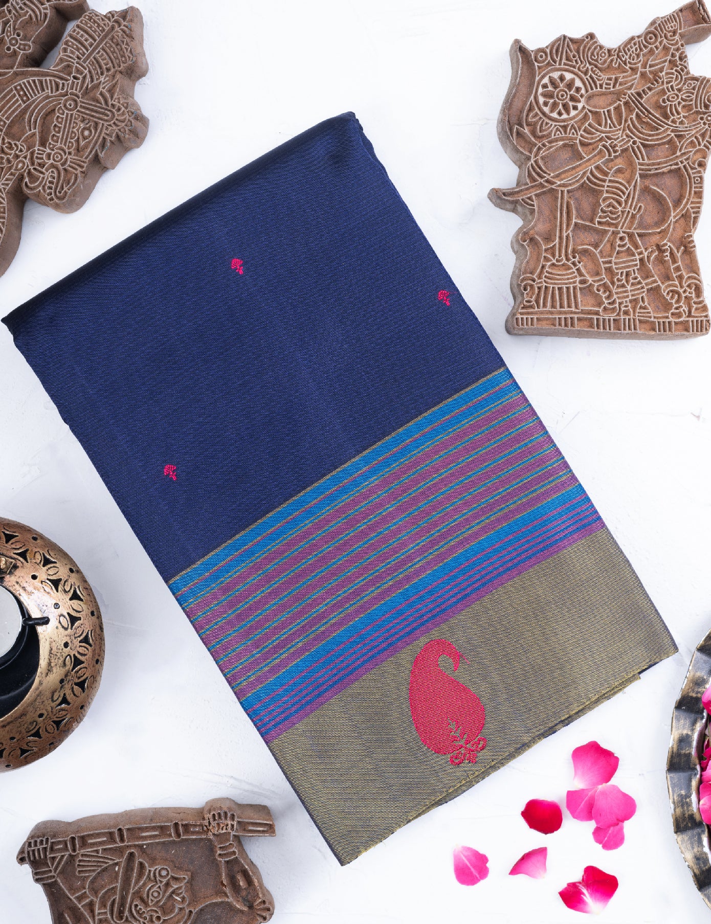 Dark Blue Pure Silk Saree