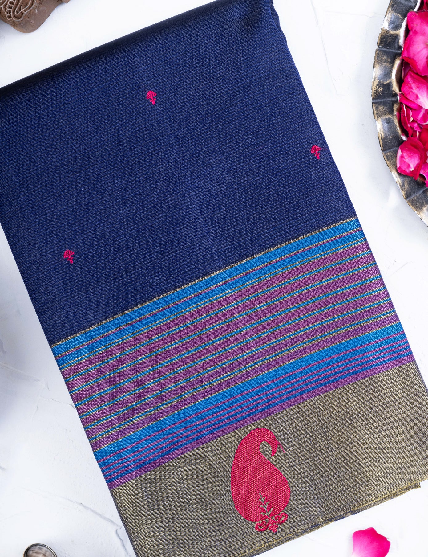 Dark Blue Pure Silk Saree