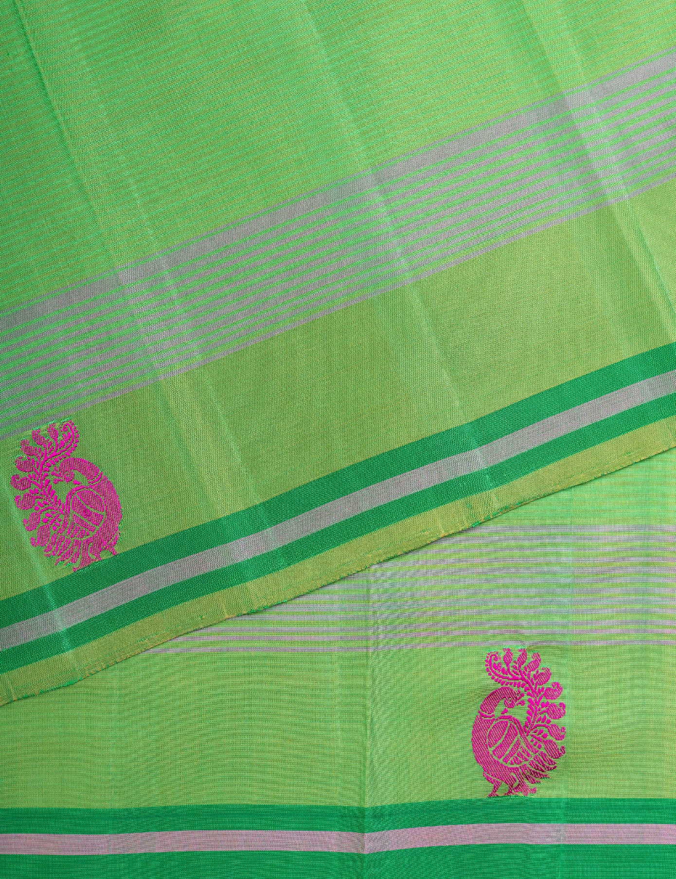 Bright Green Pure Silk Saree