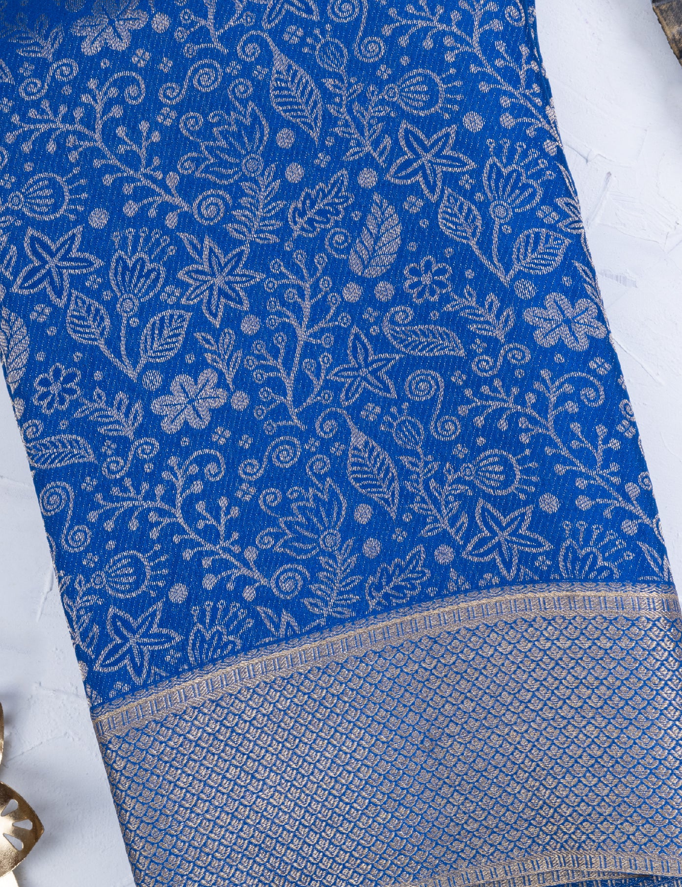 Blue Pure Crepe Saree