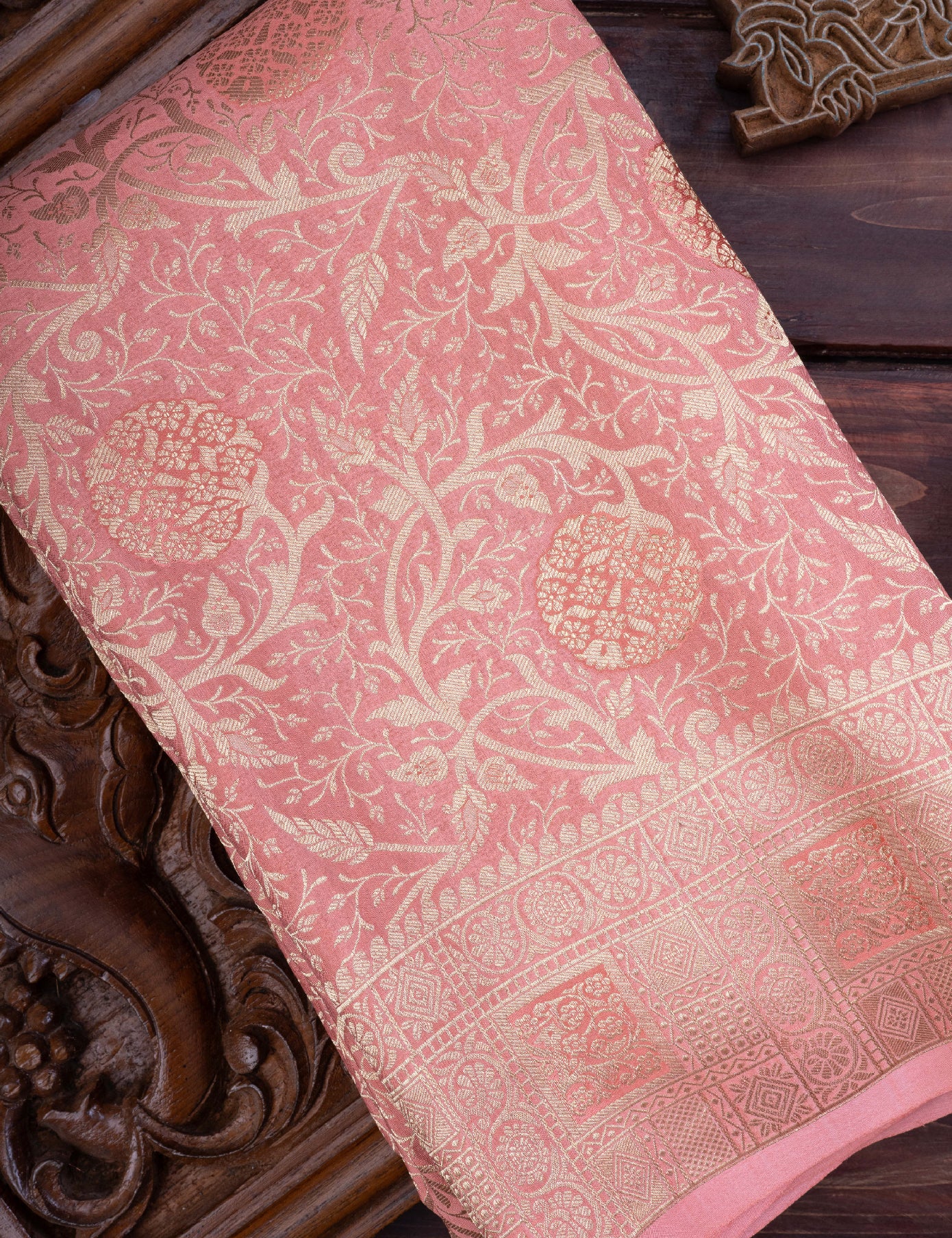 Peach Pure Crepe Saree