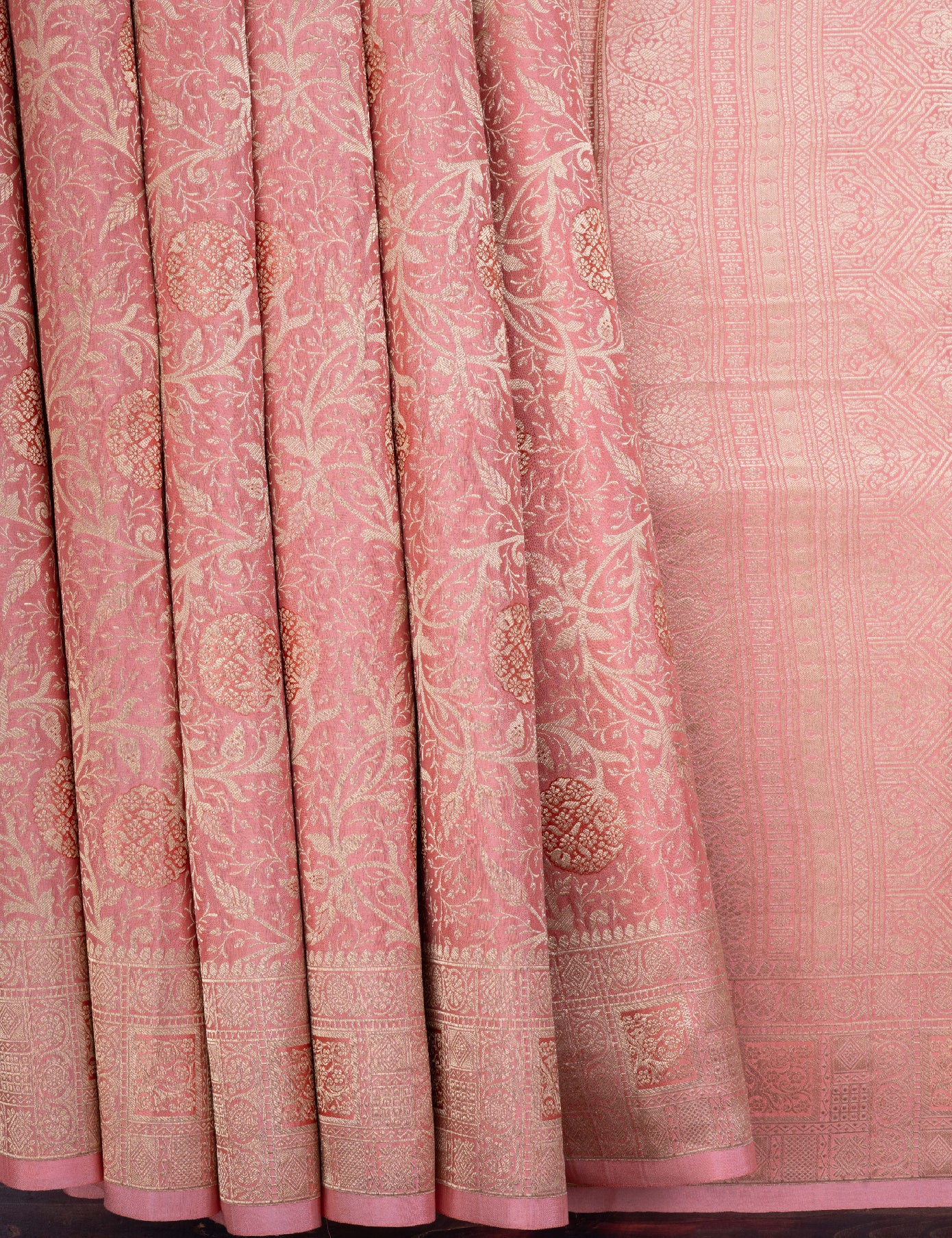 Peach Pure Crepe Saree