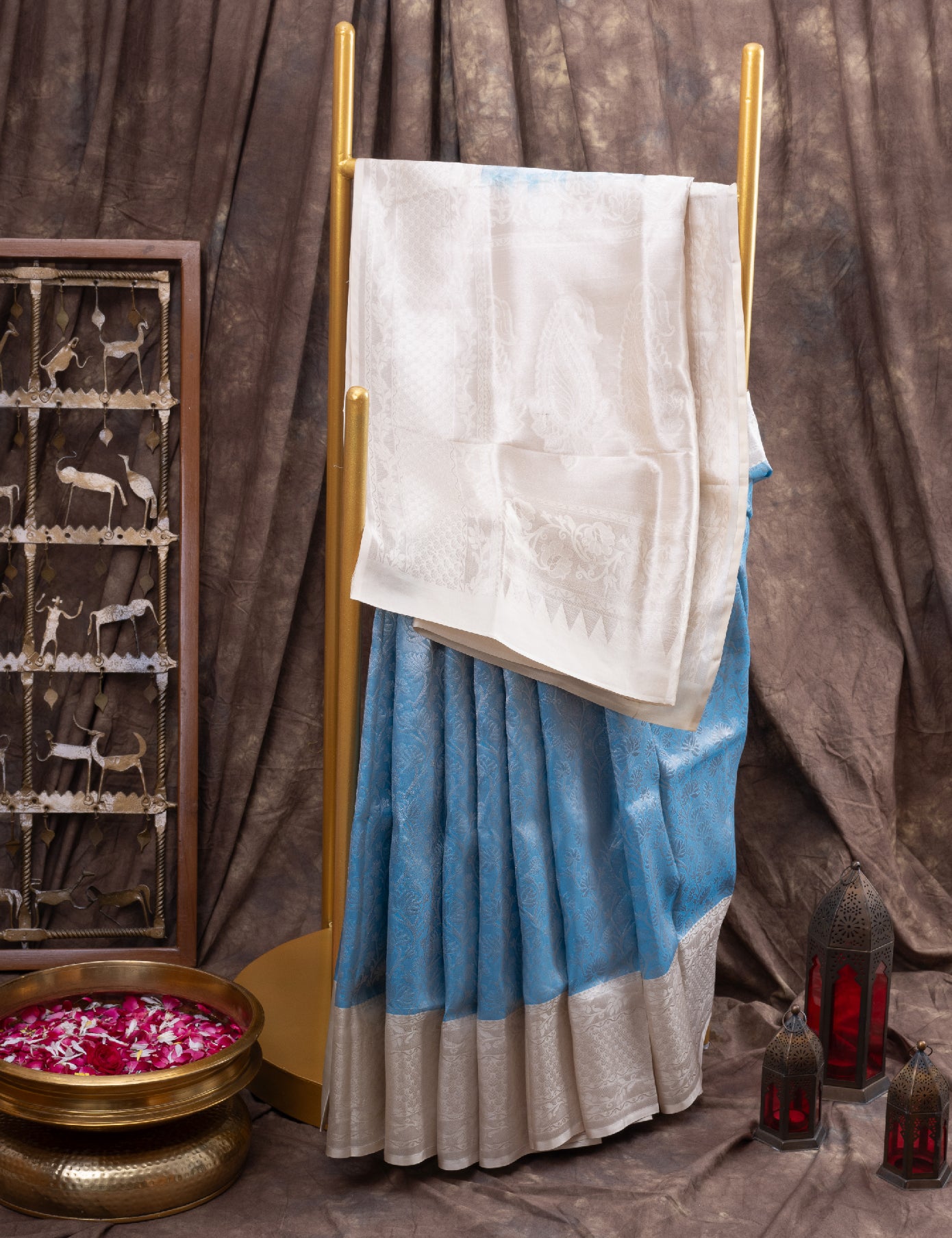 Tissue Light Blue Pure Soft Silk Saree