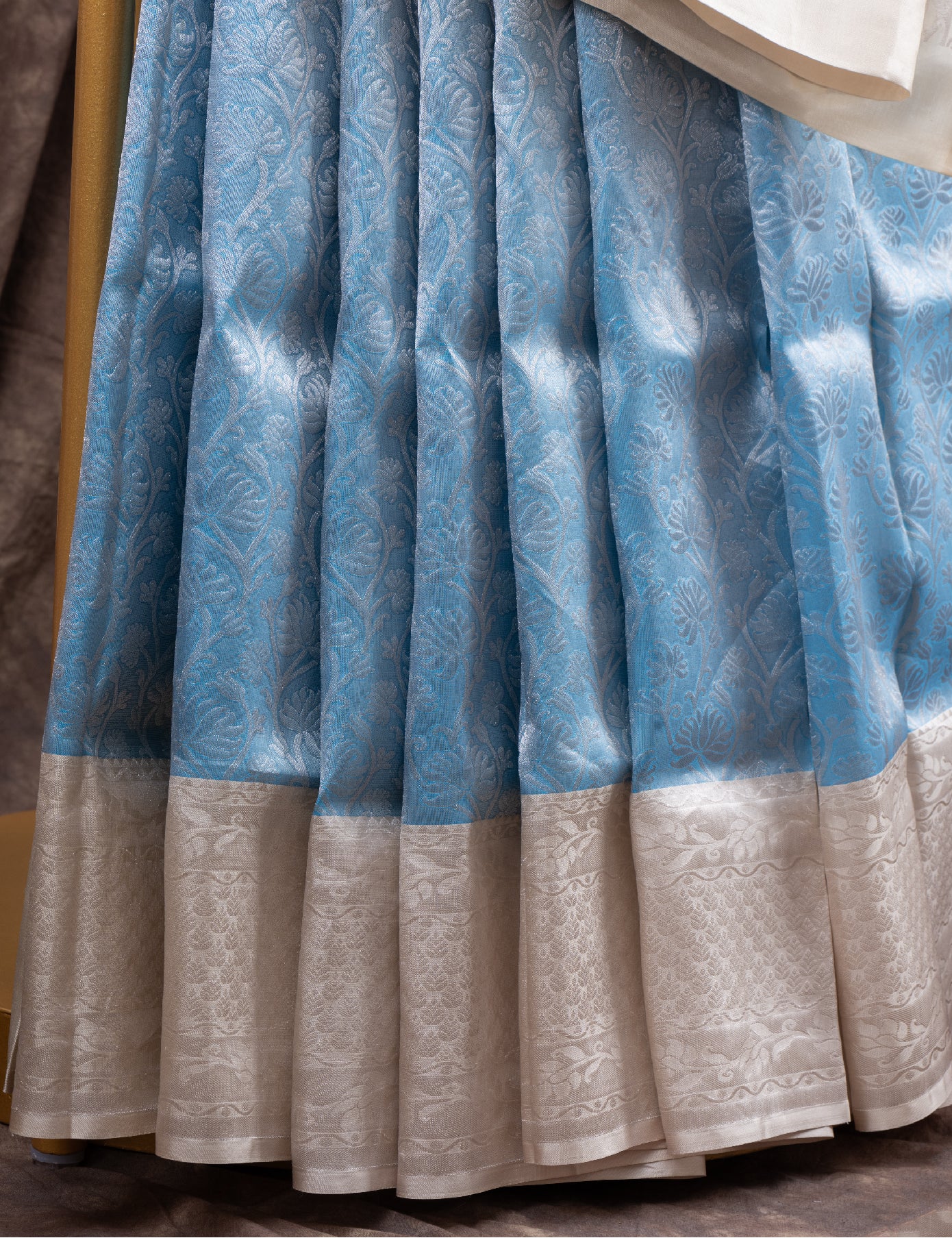 Tissue Light Blue Pure Soft Silk Saree
