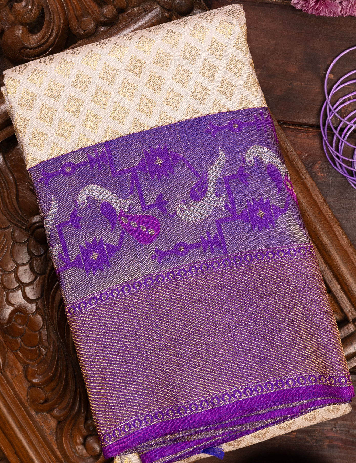White Paithani Pure Silk Saree