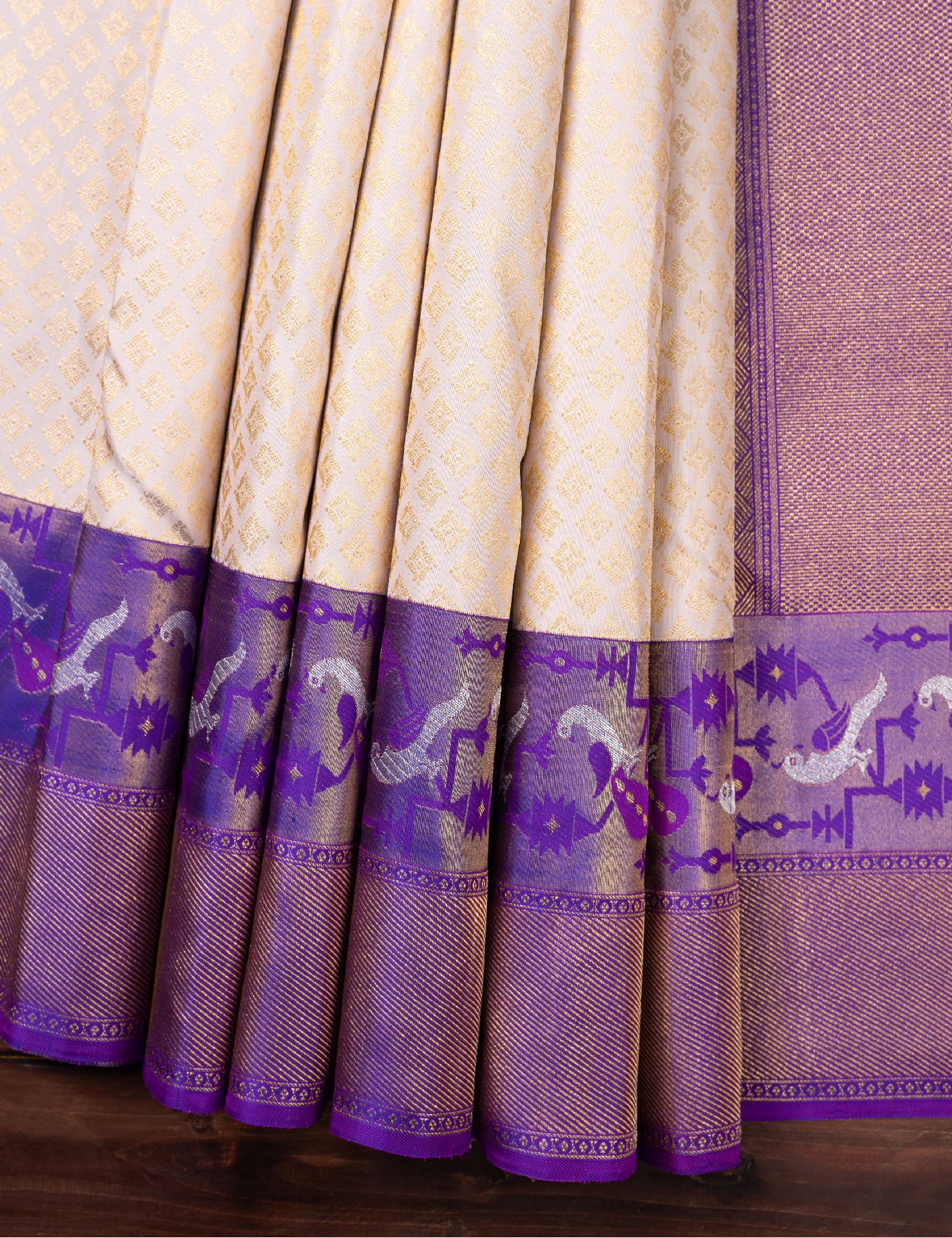 White Paithani Pure Silk Saree
