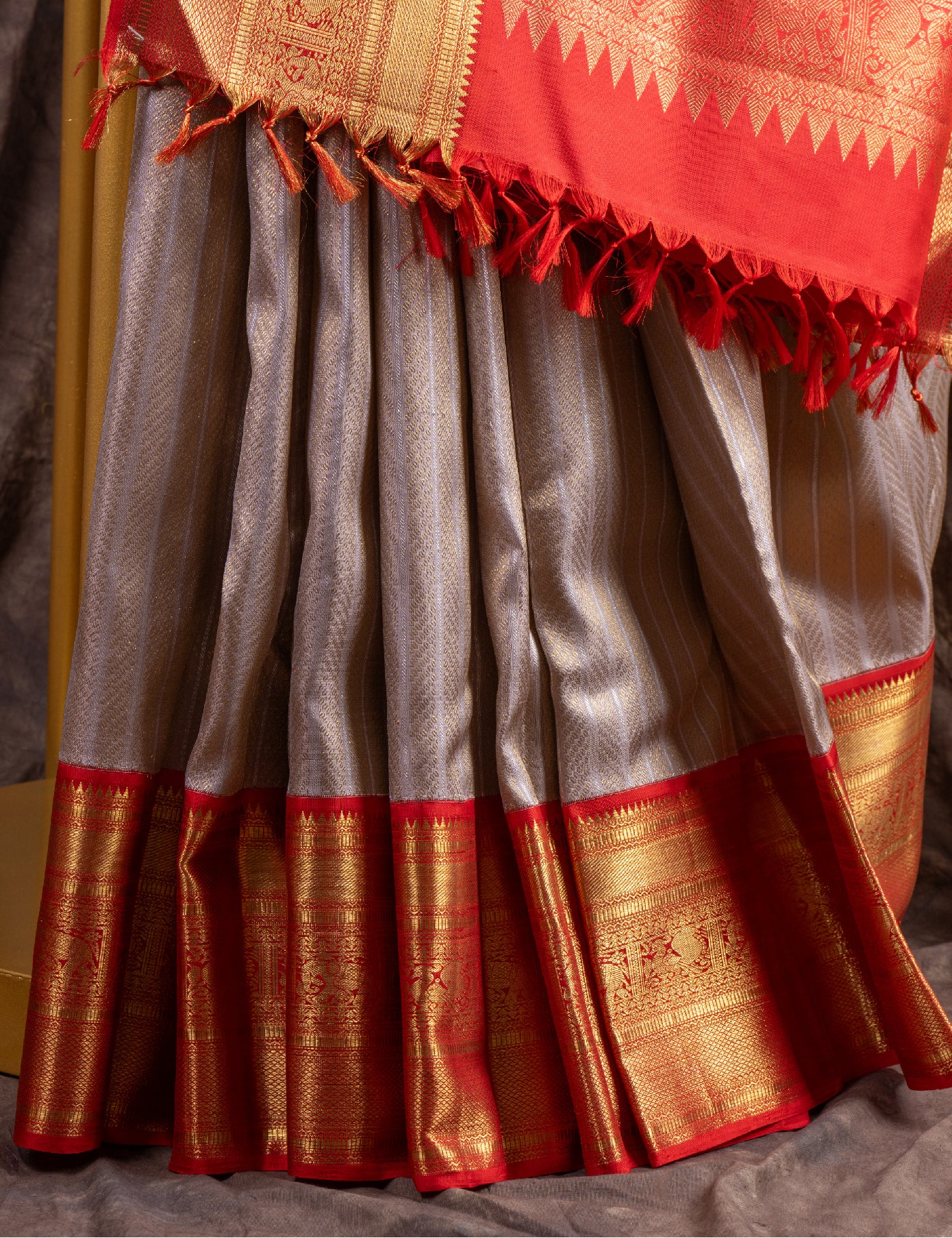 Beige Pure Silk Pure Zari Kanjivaram Saree