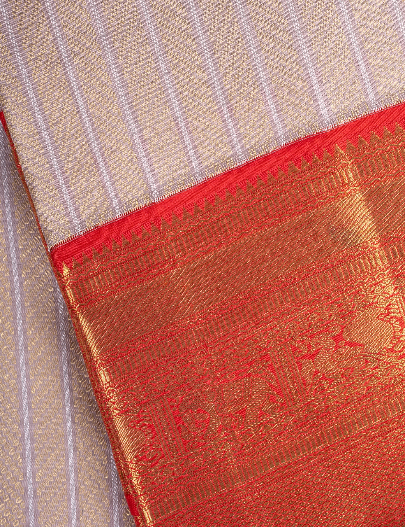 Beige Pure Silk Pure Zari Kanjivaram Saree
