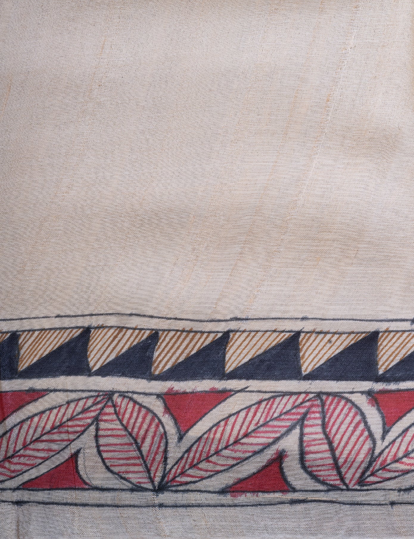 Cream Handpainted Tussar Saree