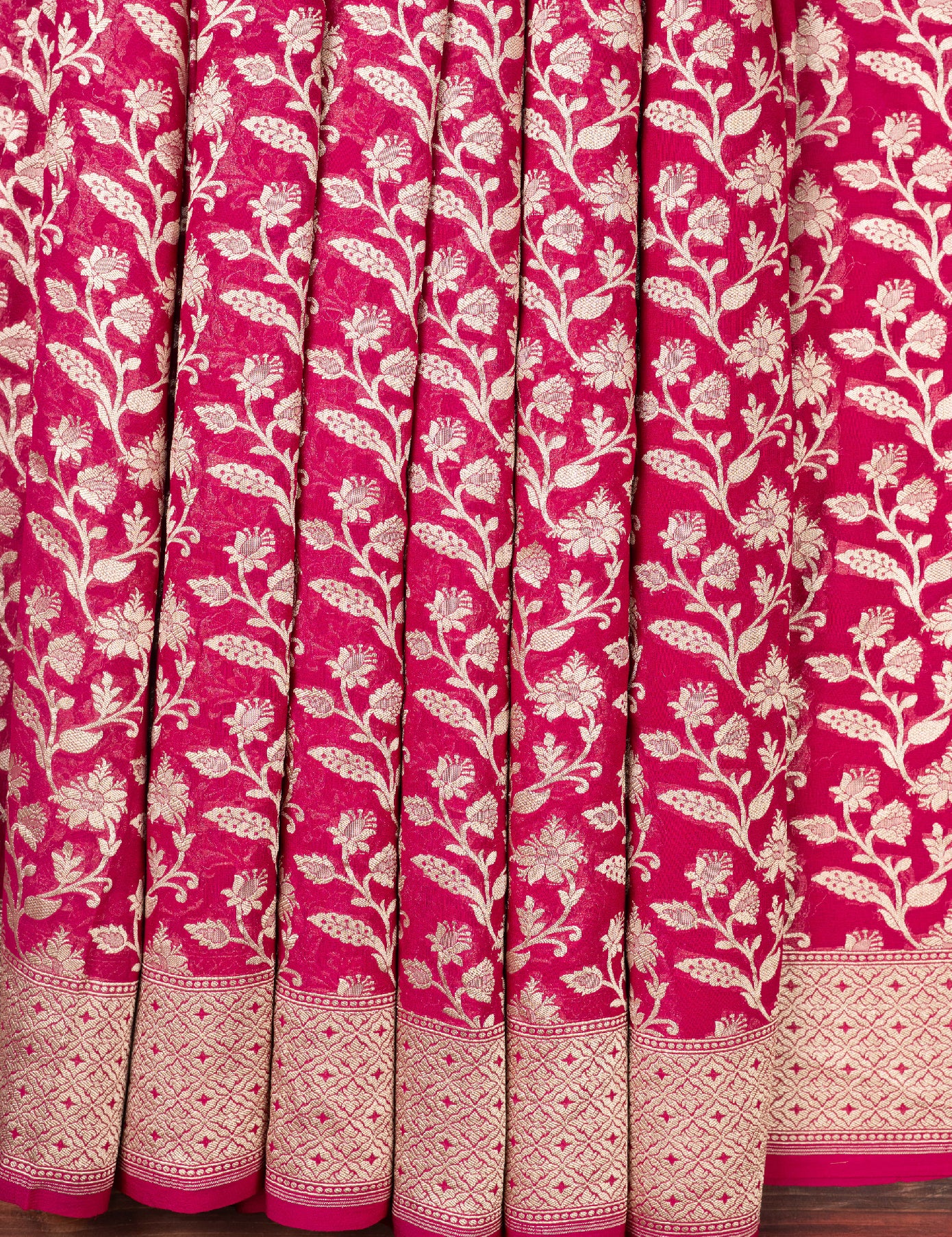 Dark Pink Pure Khaddi Georgette Saree