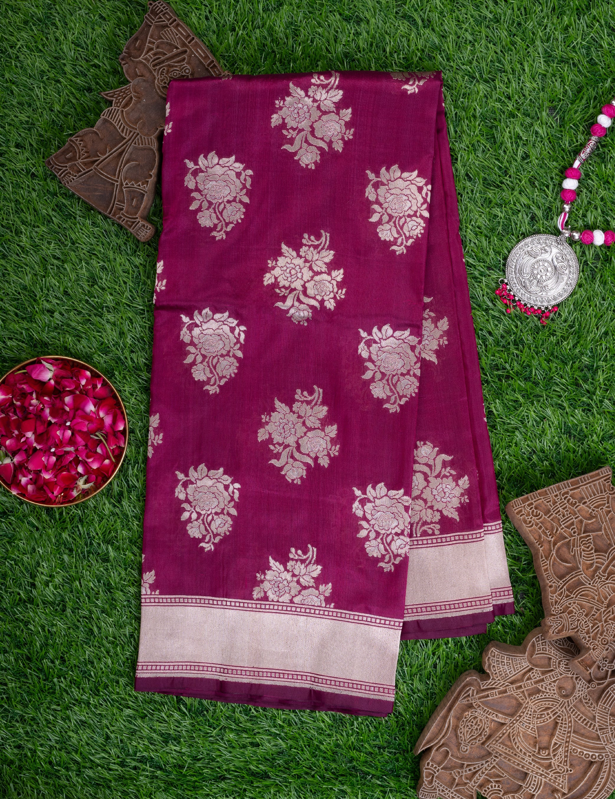 Violet Pure Silk Benaras Dupatta