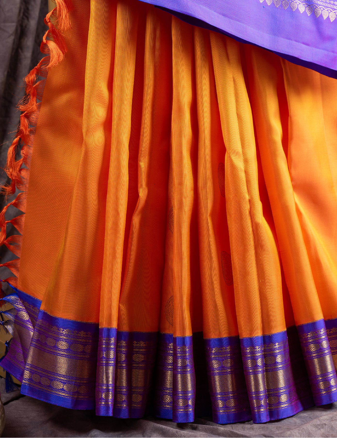 Orange Pure Silk Pure Zari Kanjivaram Saree