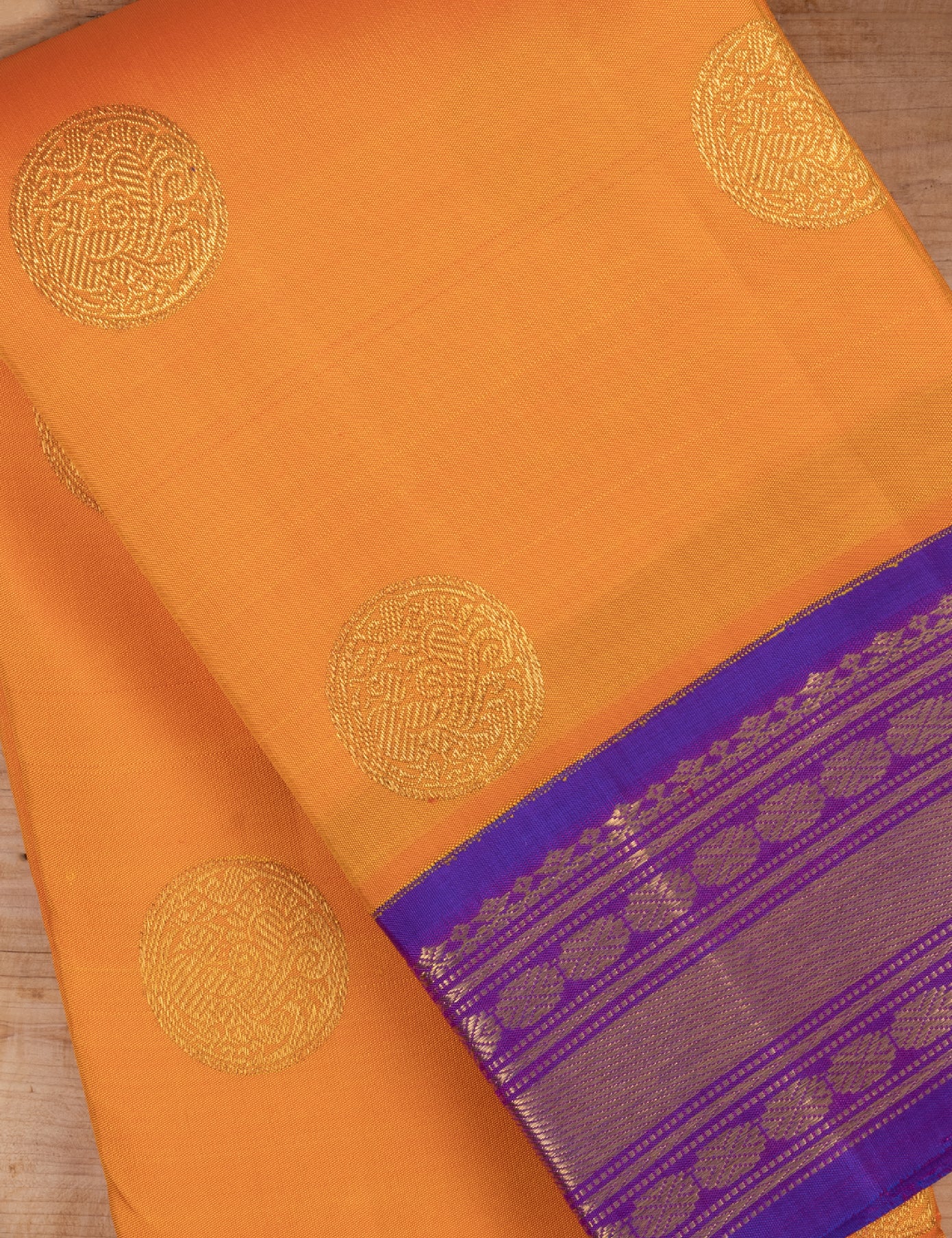 Orange Pure Silk Pure Zari Kanjivaram Saree