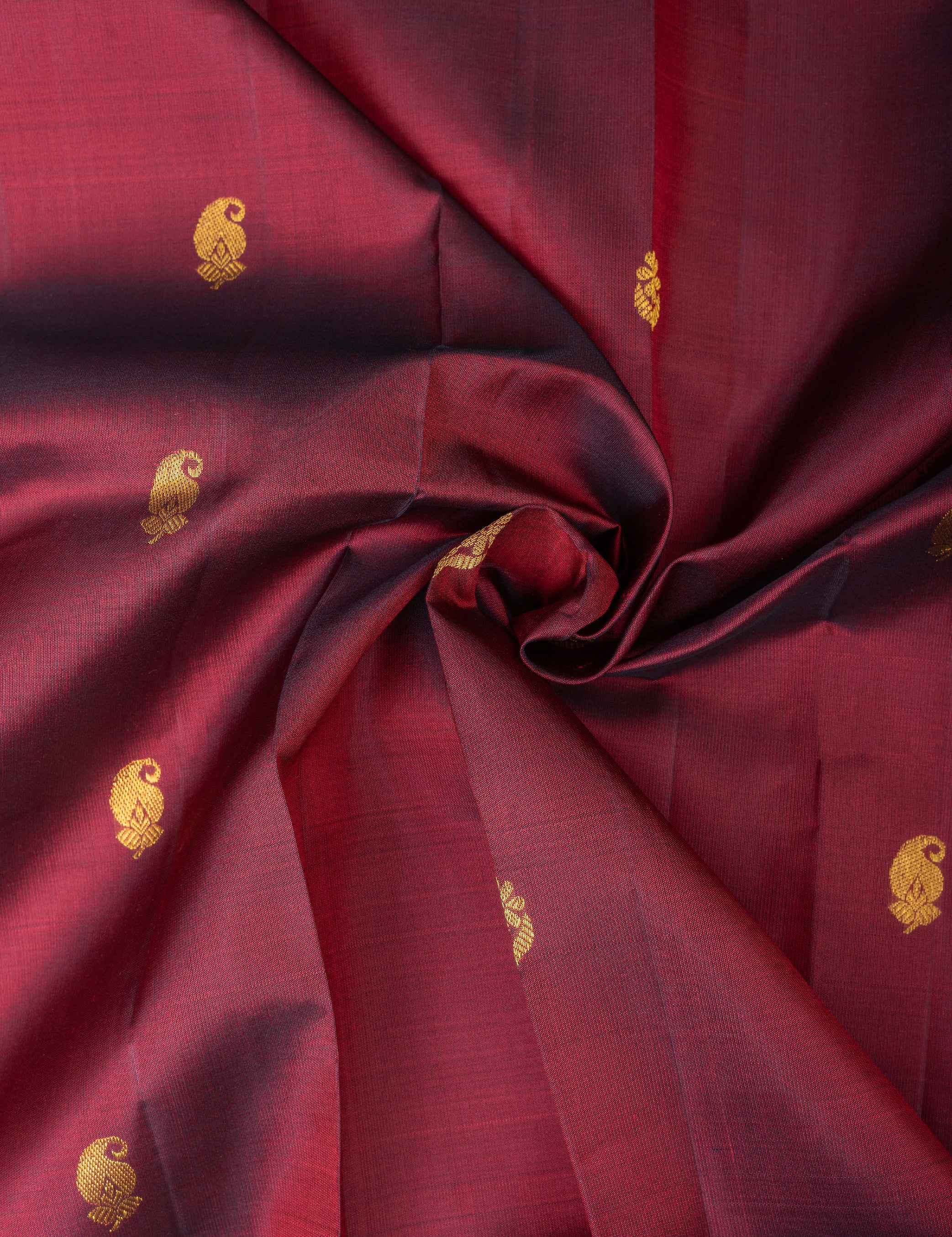 Maroon Red Pure Silk Pure Zari Kanjivaram Dupatta