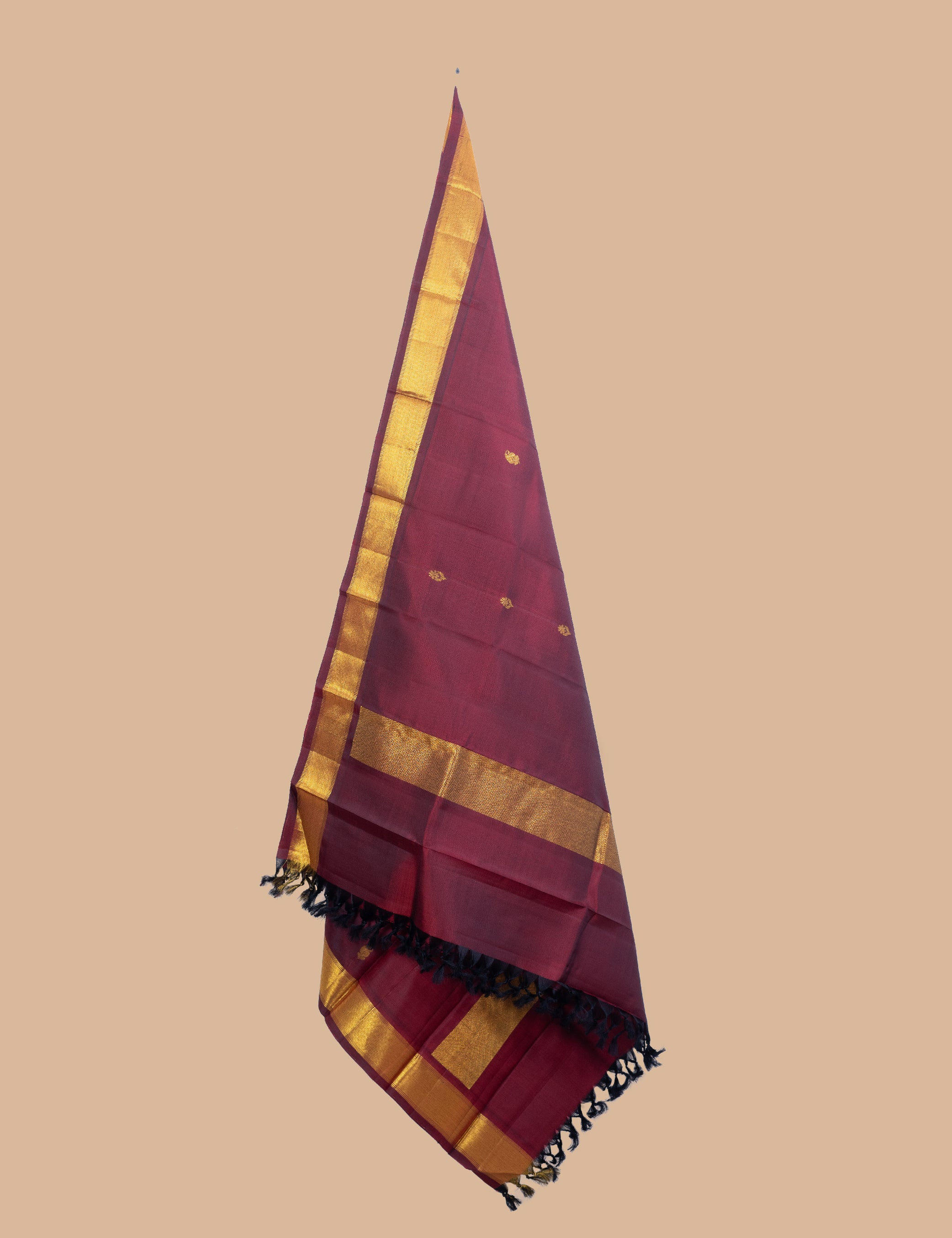 Maroon Red Pure Silk Pure Zari Kanjivaram Dupatta