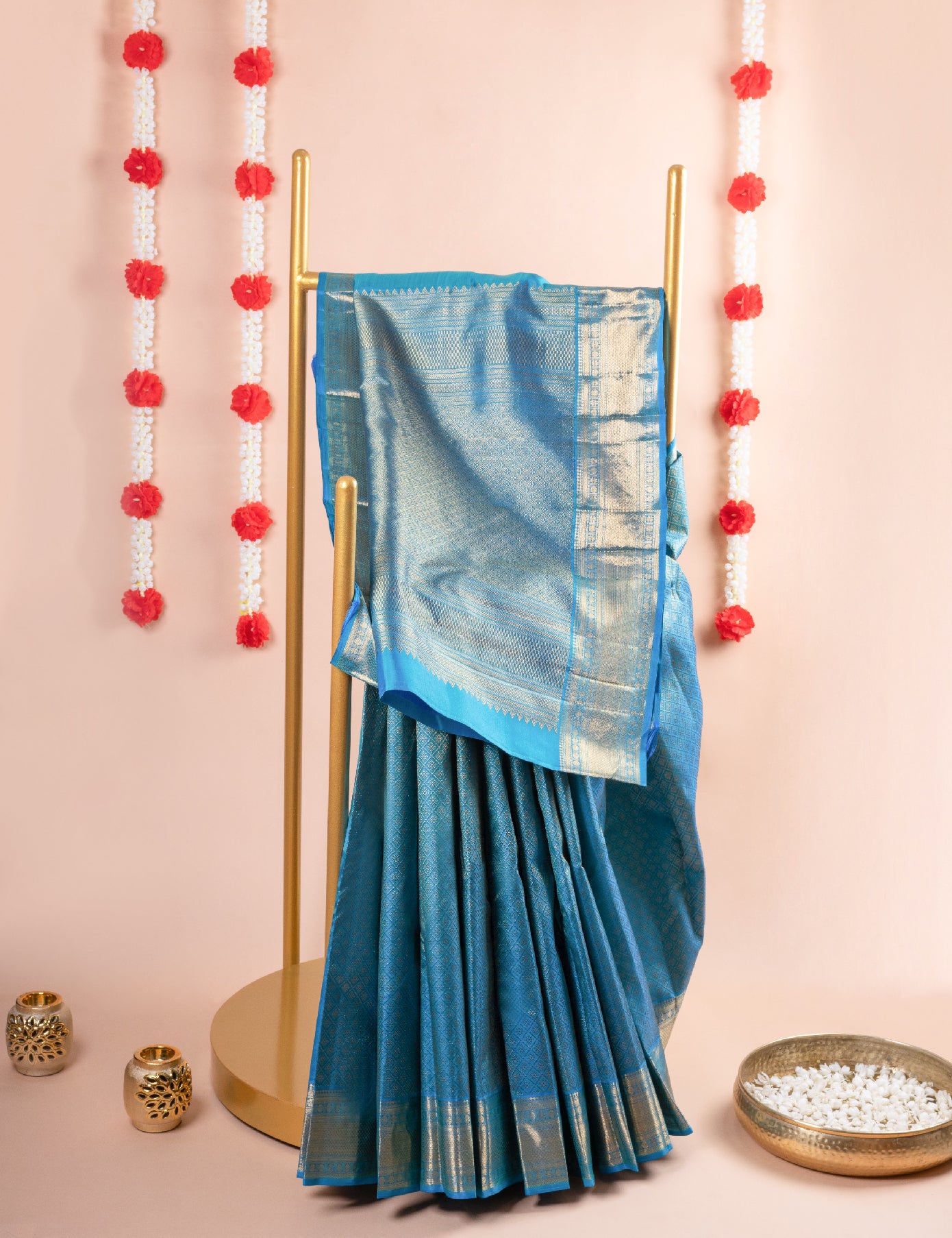 Blue Pure Silk Pure Zari Kanjivaram Saree