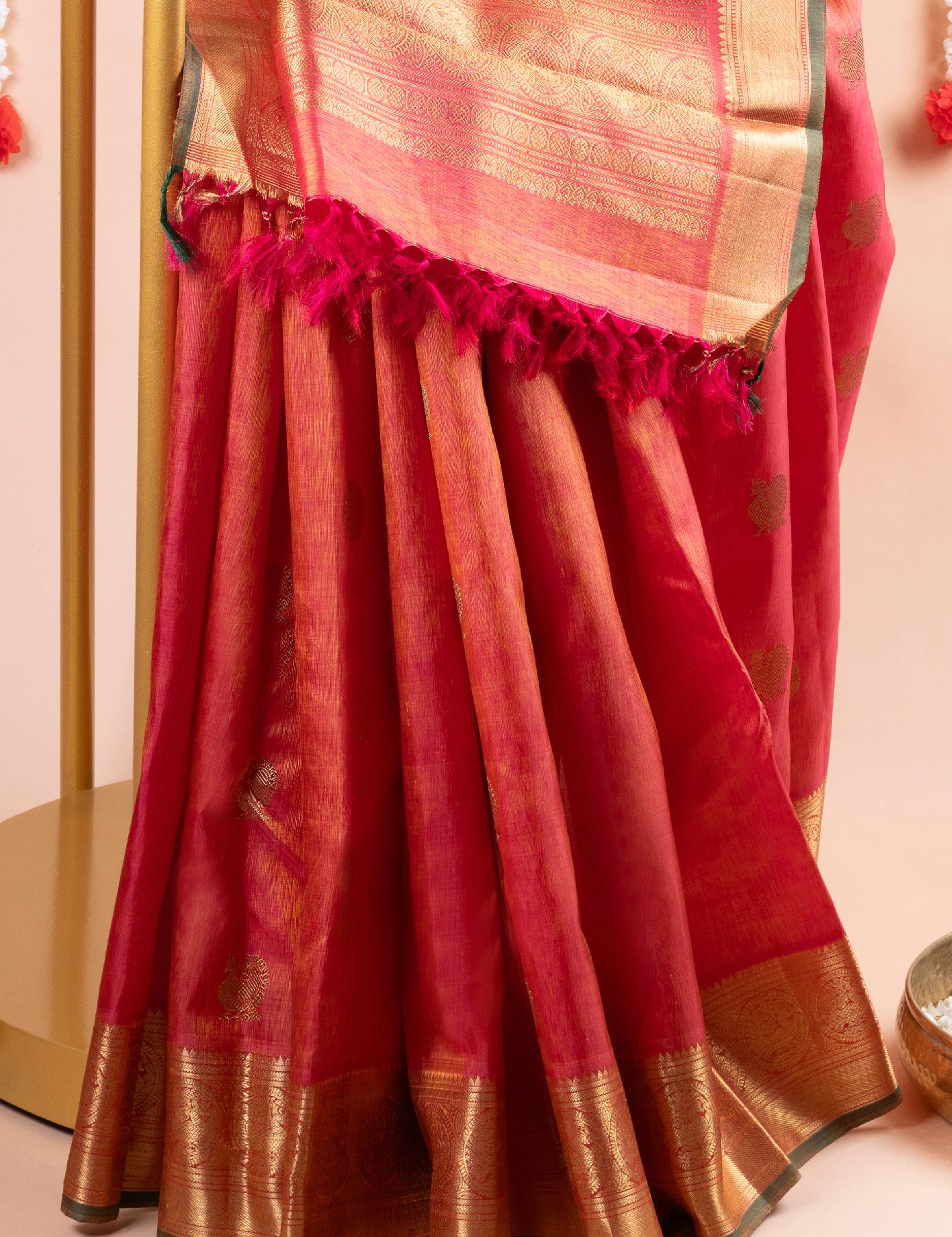Orange Pure Silk Pure Zari Kanjivaram Saree