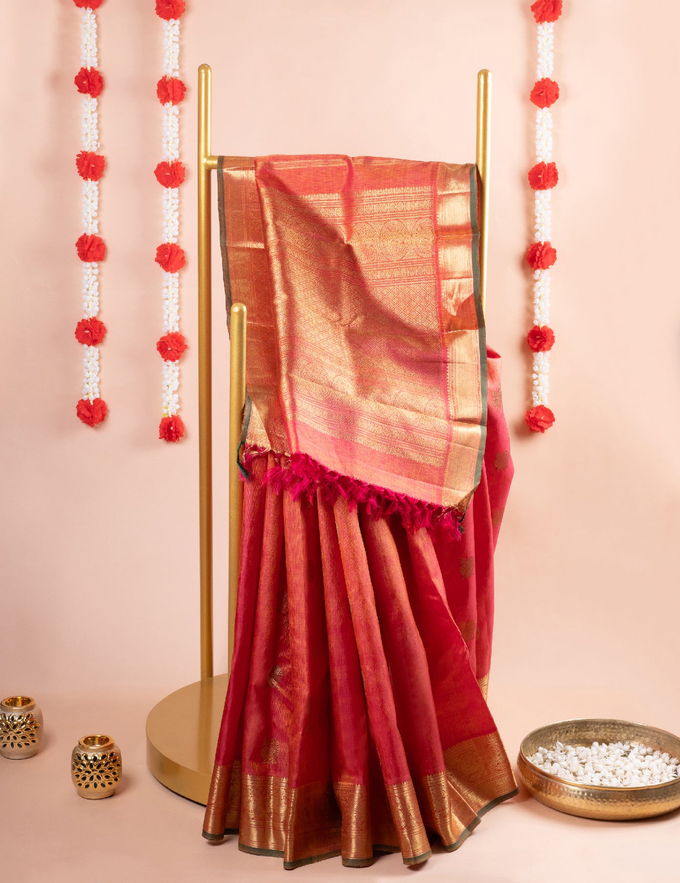Orange Pure Silk Pure Zari Kanjivaram Saree