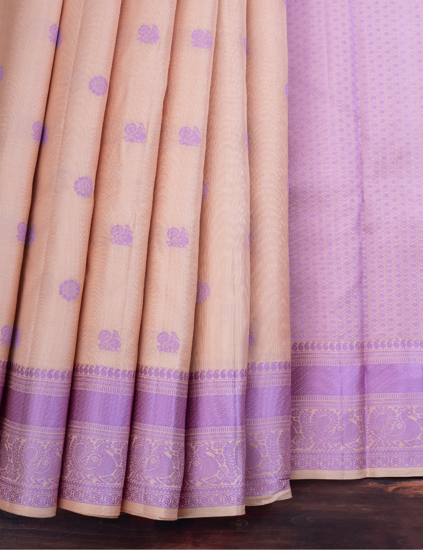 Beige Pure Silk Saree