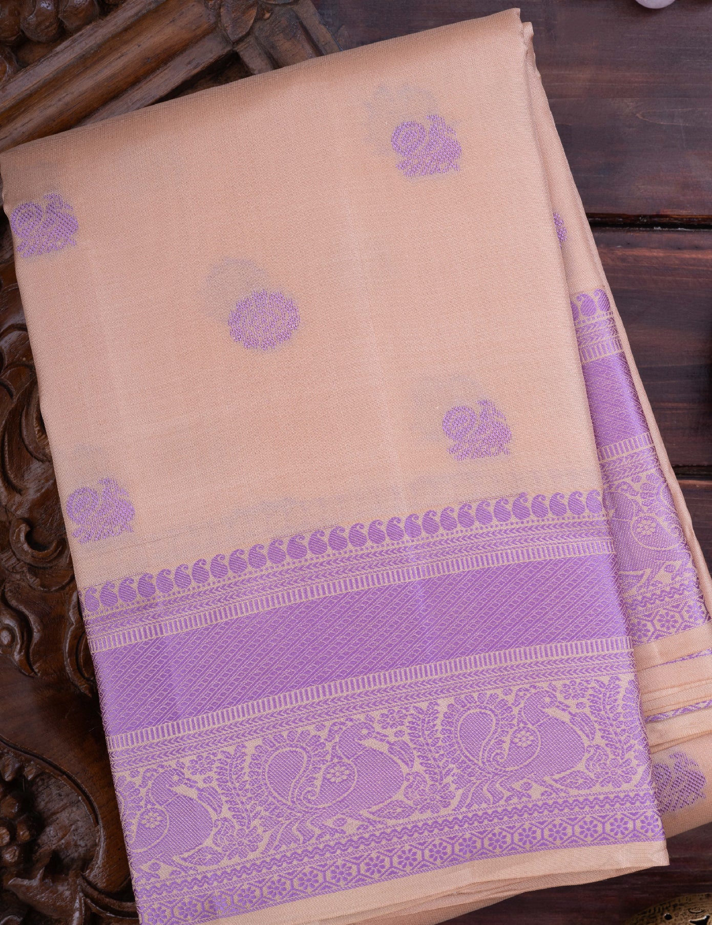 Beige Pure Silk Saree