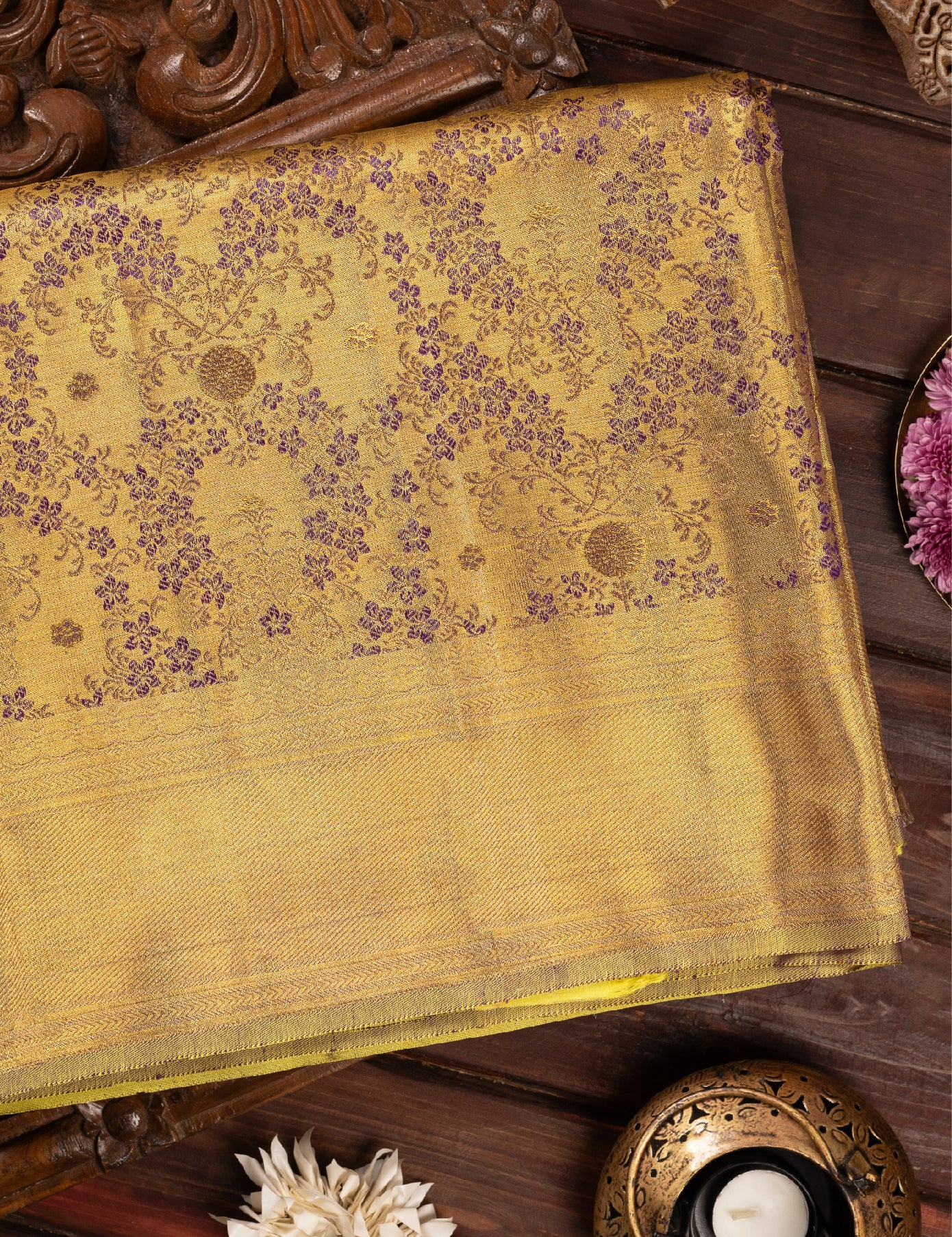 Gold Tissue Pure Silk Pure Zari Kanjivaram Saree