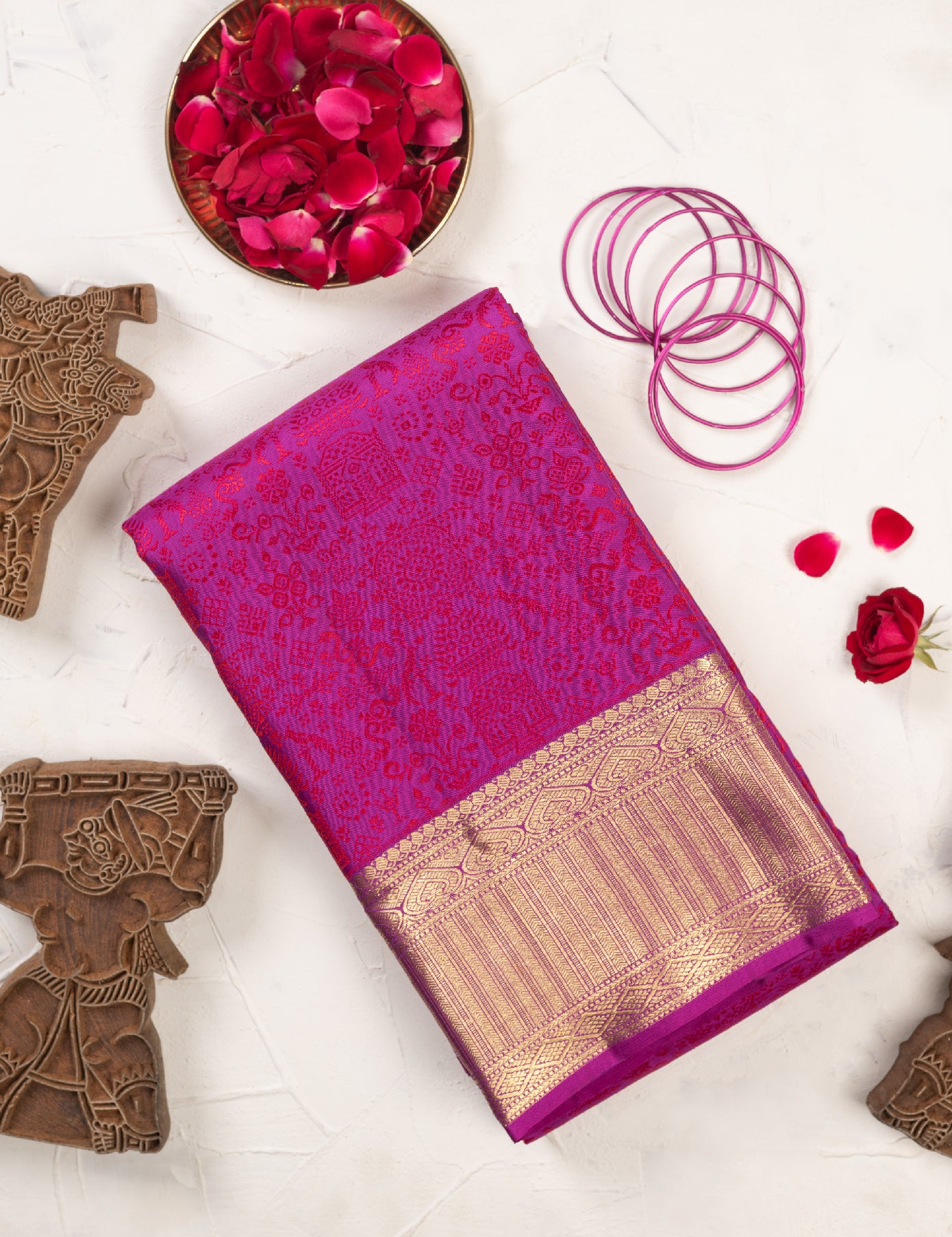 Violet Pure Silk Saree