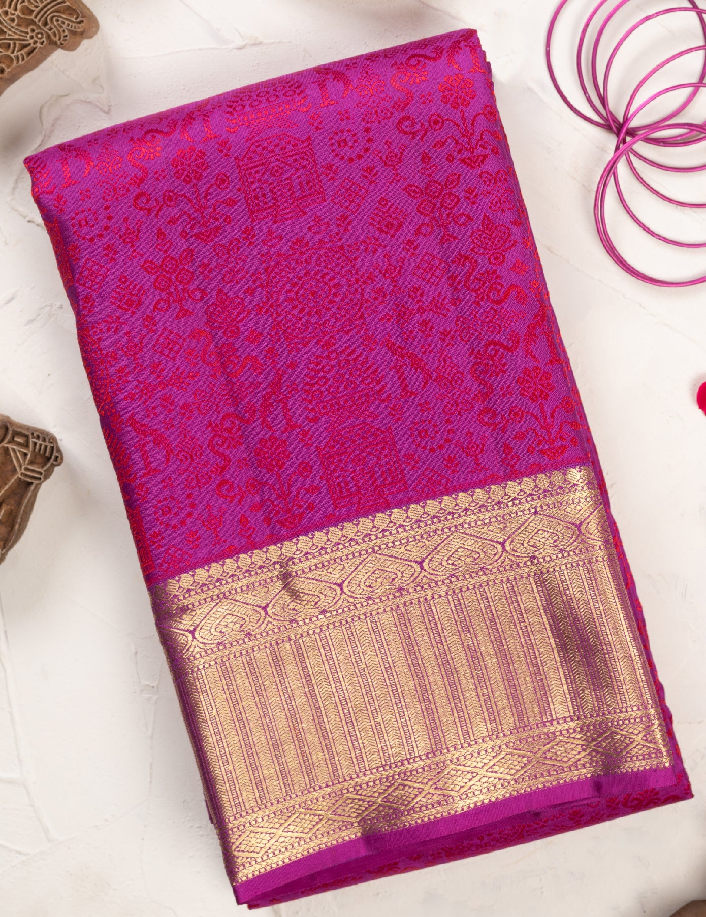 Violet Pure Silk Saree