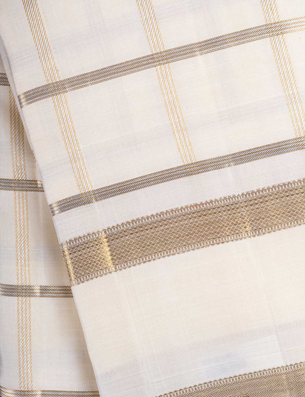 Cream Pure Silk Pure Zari Kanjivaram Saree