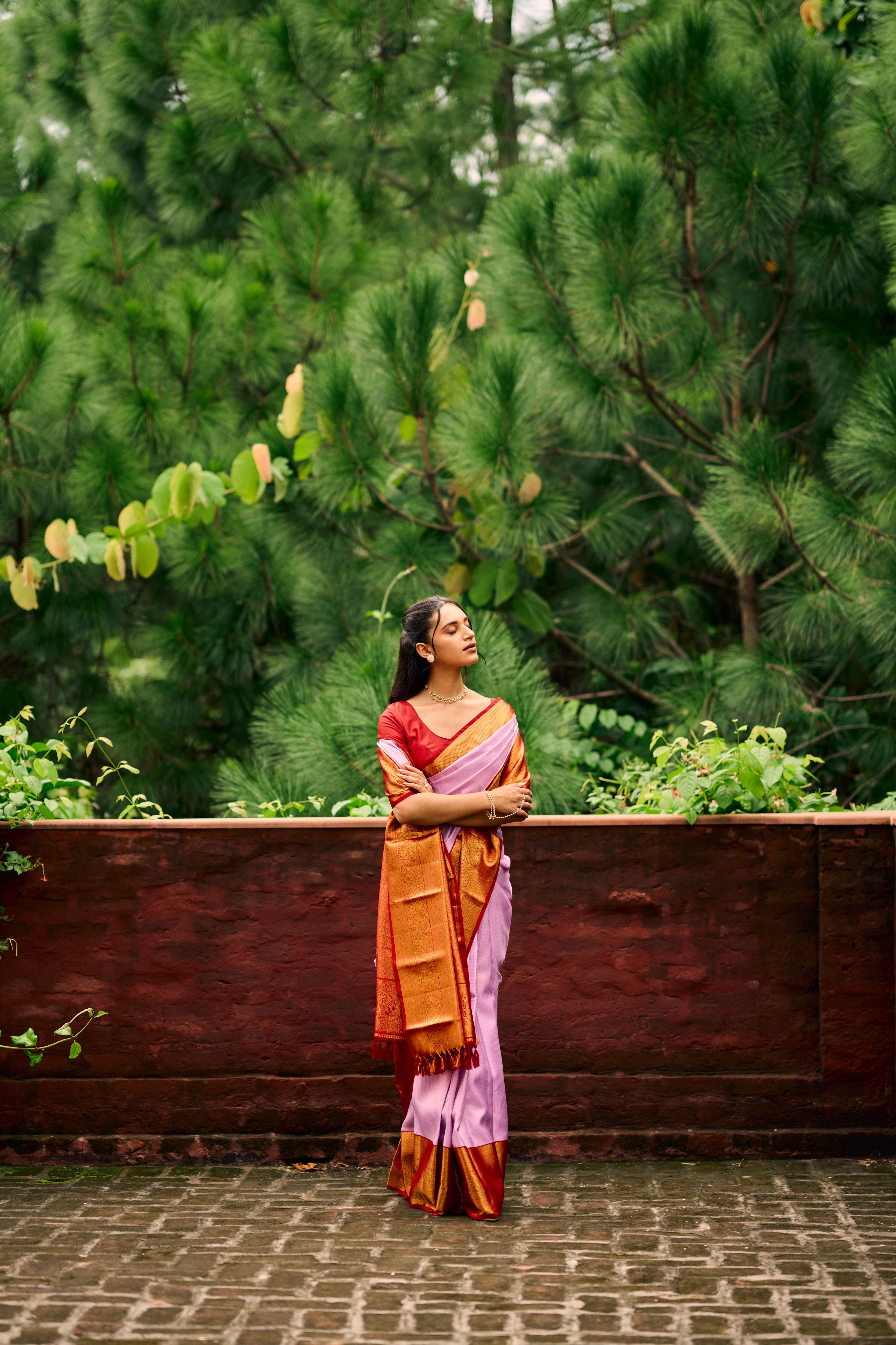 Lavender Pure Zari Pure Silk Pure Zari Kanjivaram Saree