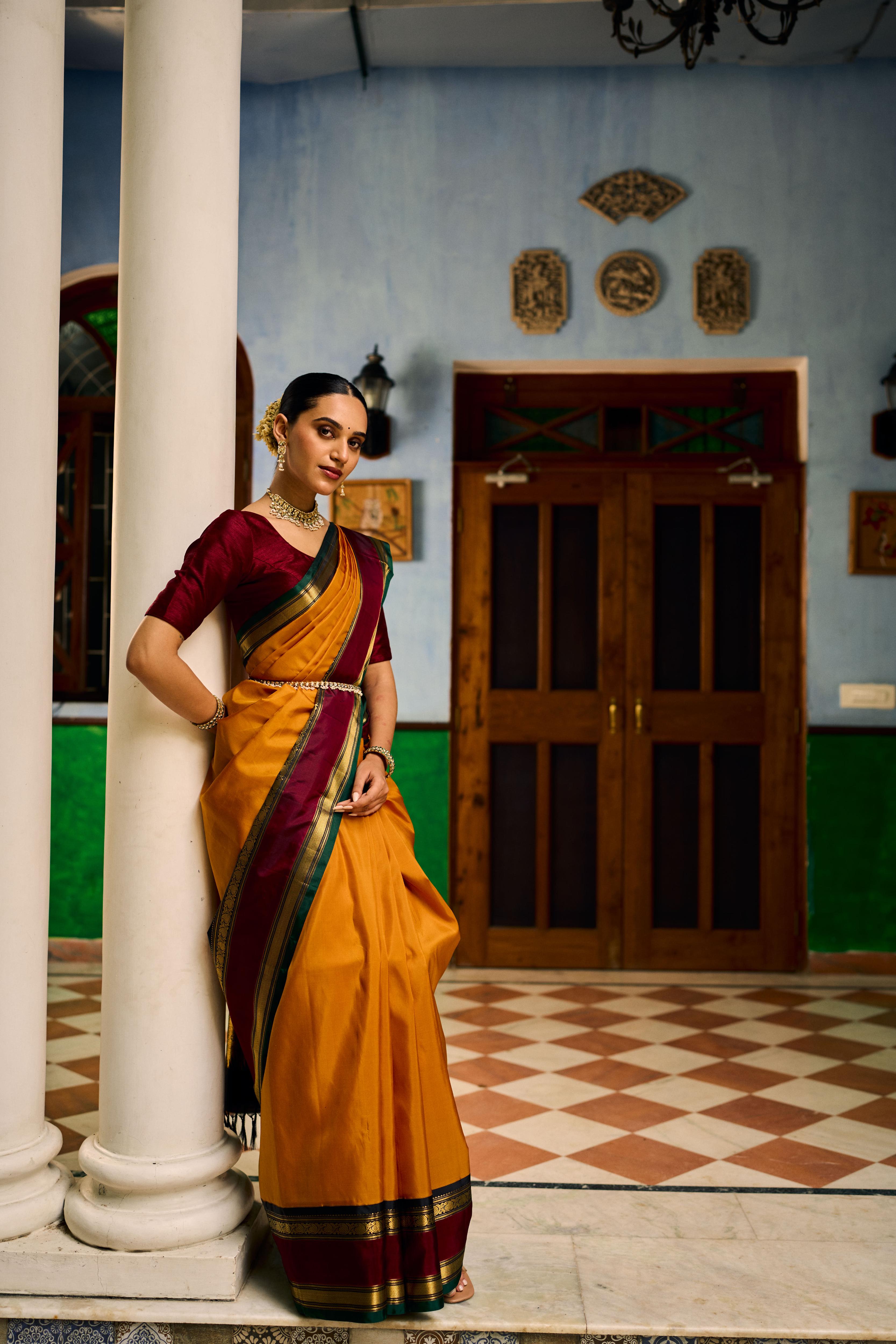 Mustard Yellow Pure Zari Pure Silk Kanjivaram Saree
