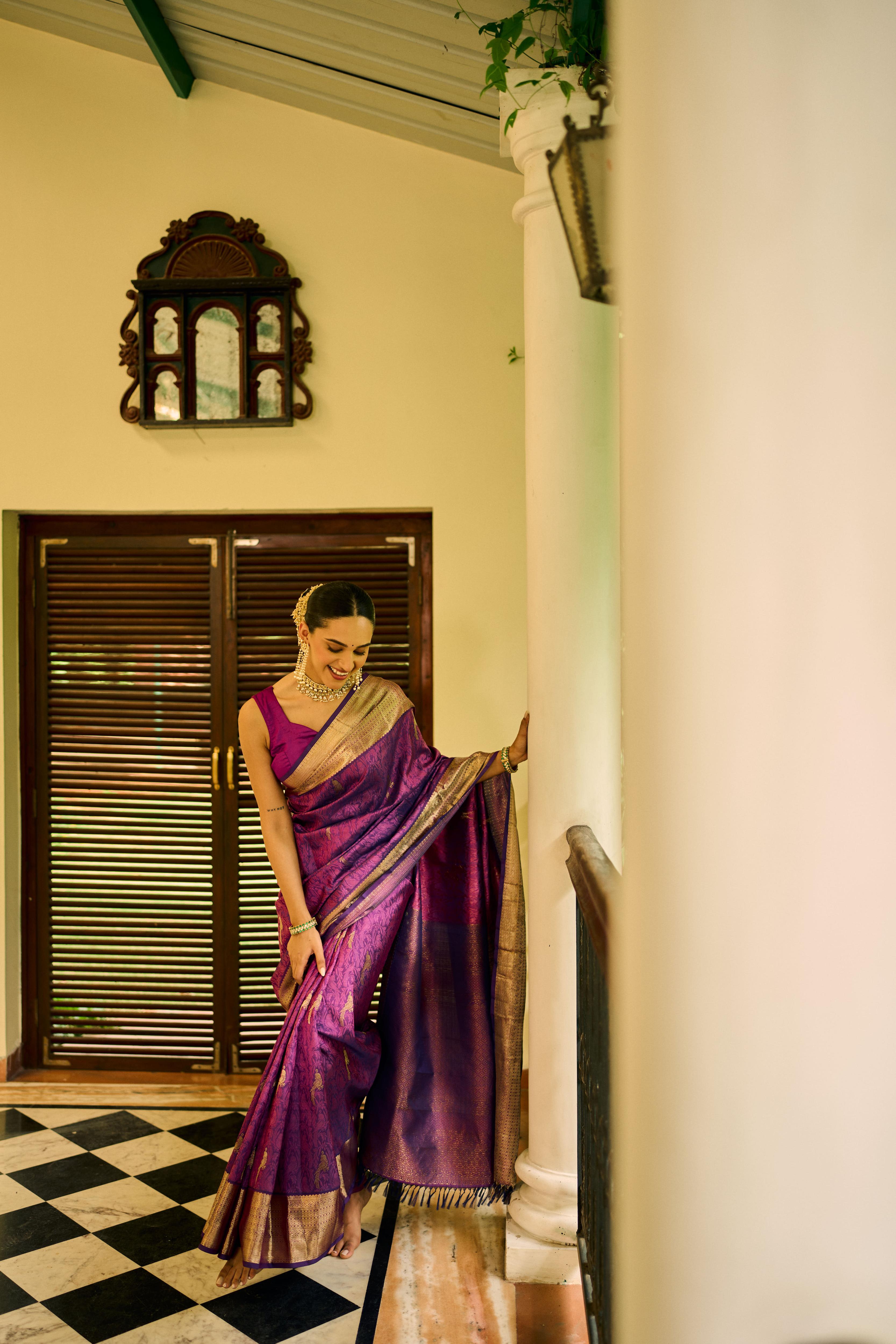 Purple Pure Silk Kanjivaram Saree