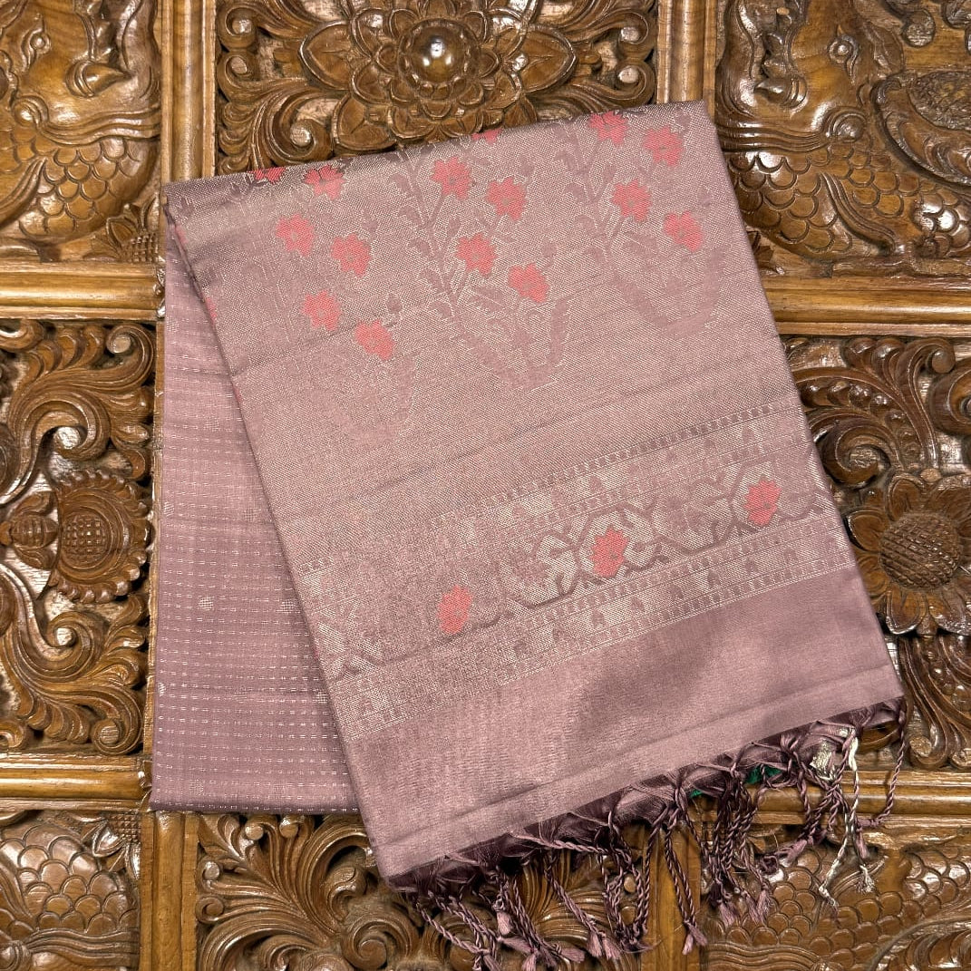 Brown Pure Soft Silk Saree