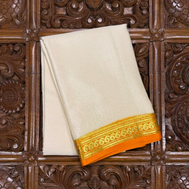 White Mysore Crepe Saree