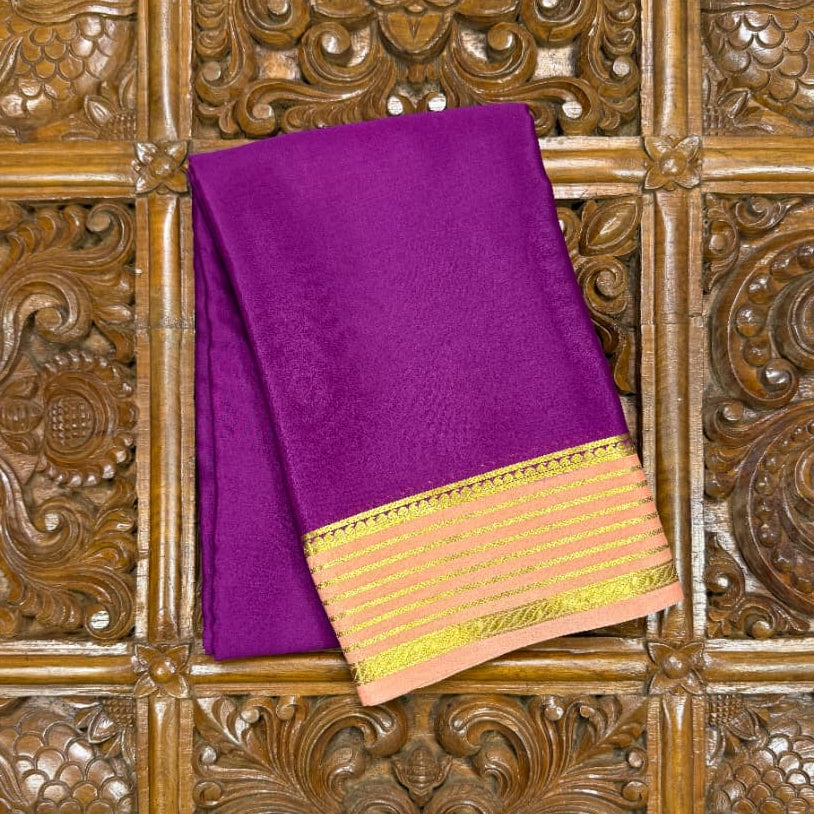 Purple Mysore Crepe Saree