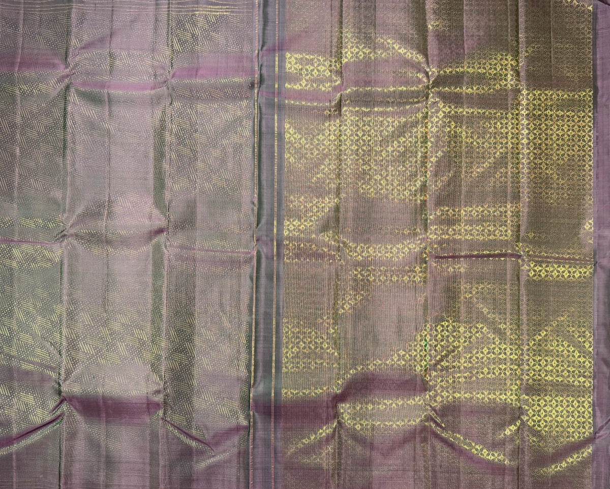 Dual Shaded Lilac-Green Pure Silk Kanjivaram Saree