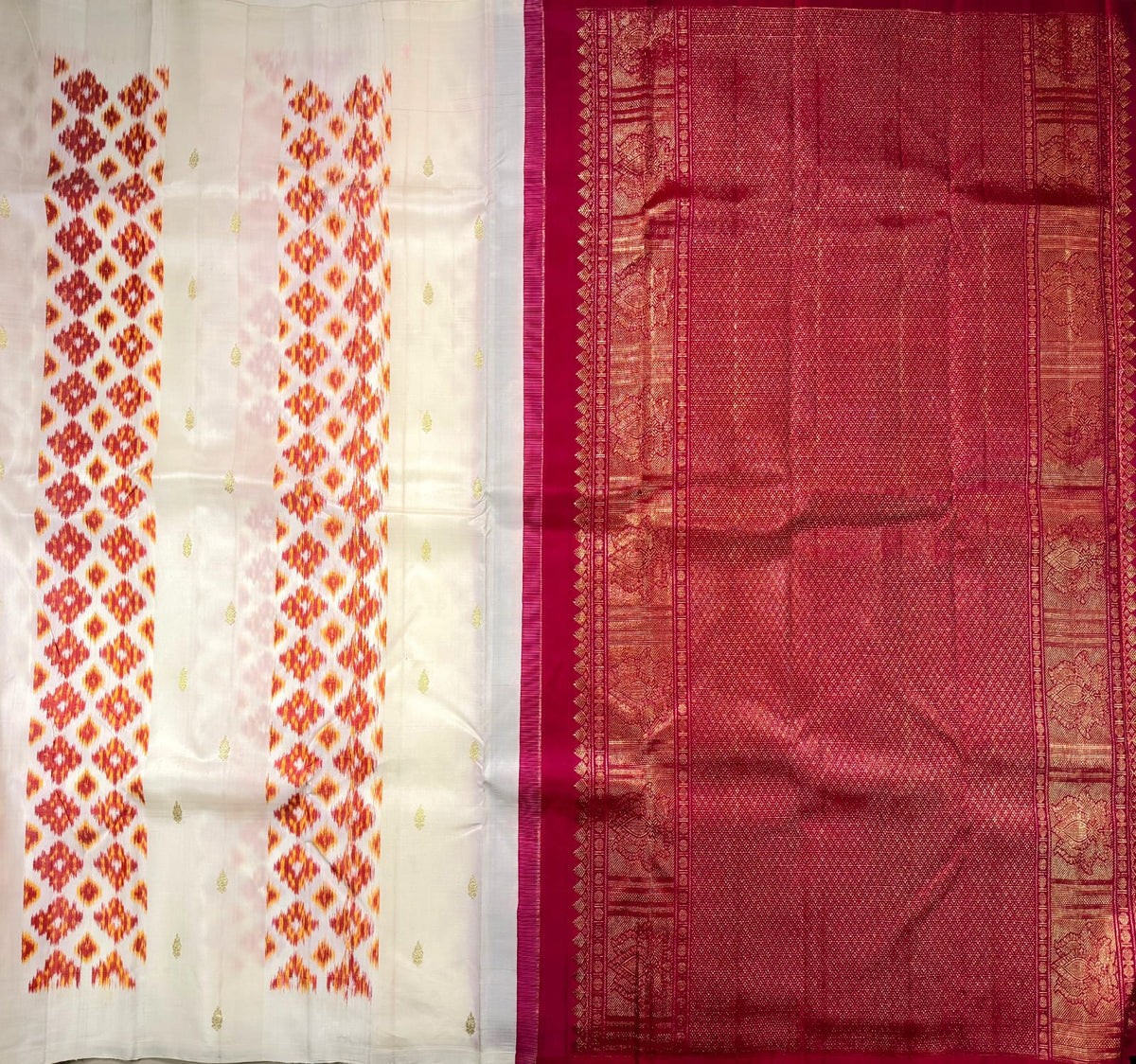 Cream Pure Silk Kanjivaram Saree