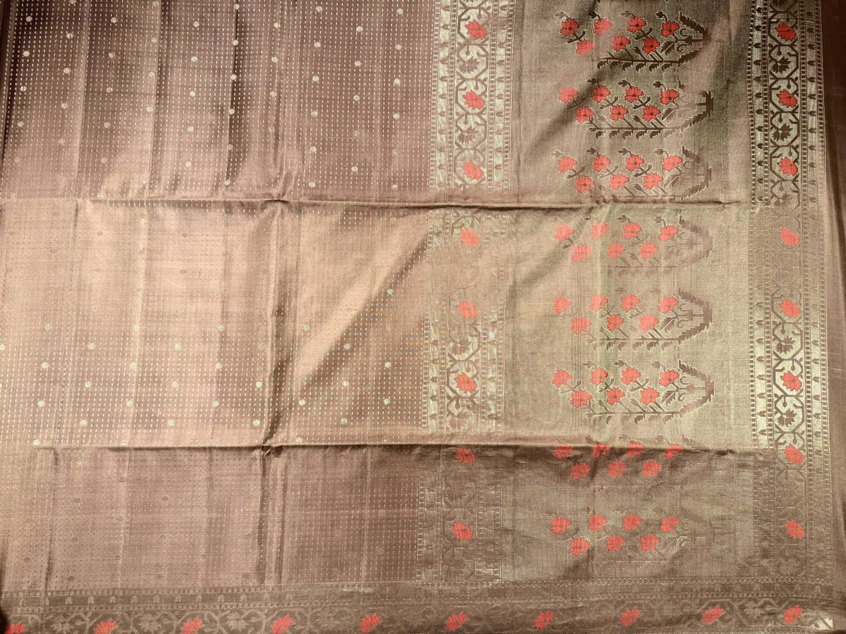 Brown Pure Soft Silk Saree